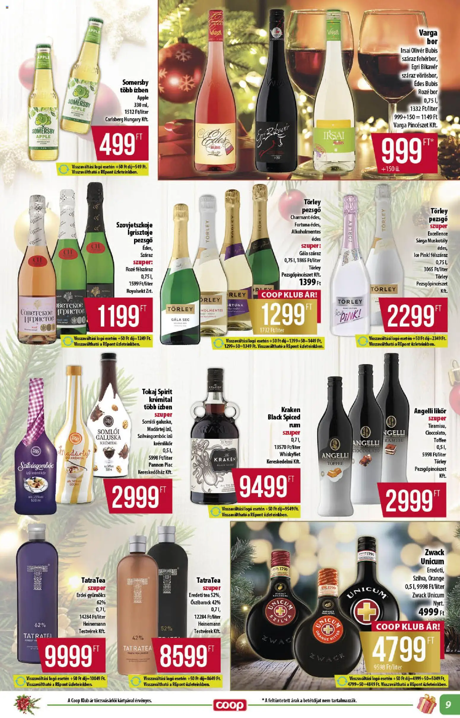 COOP akciós ujság - amely érvényes a következő dátumtól: 18.12.2025 | Oldal: 9 | Termékek: Gyümölcs, Krémlikőr, Bor, Tea