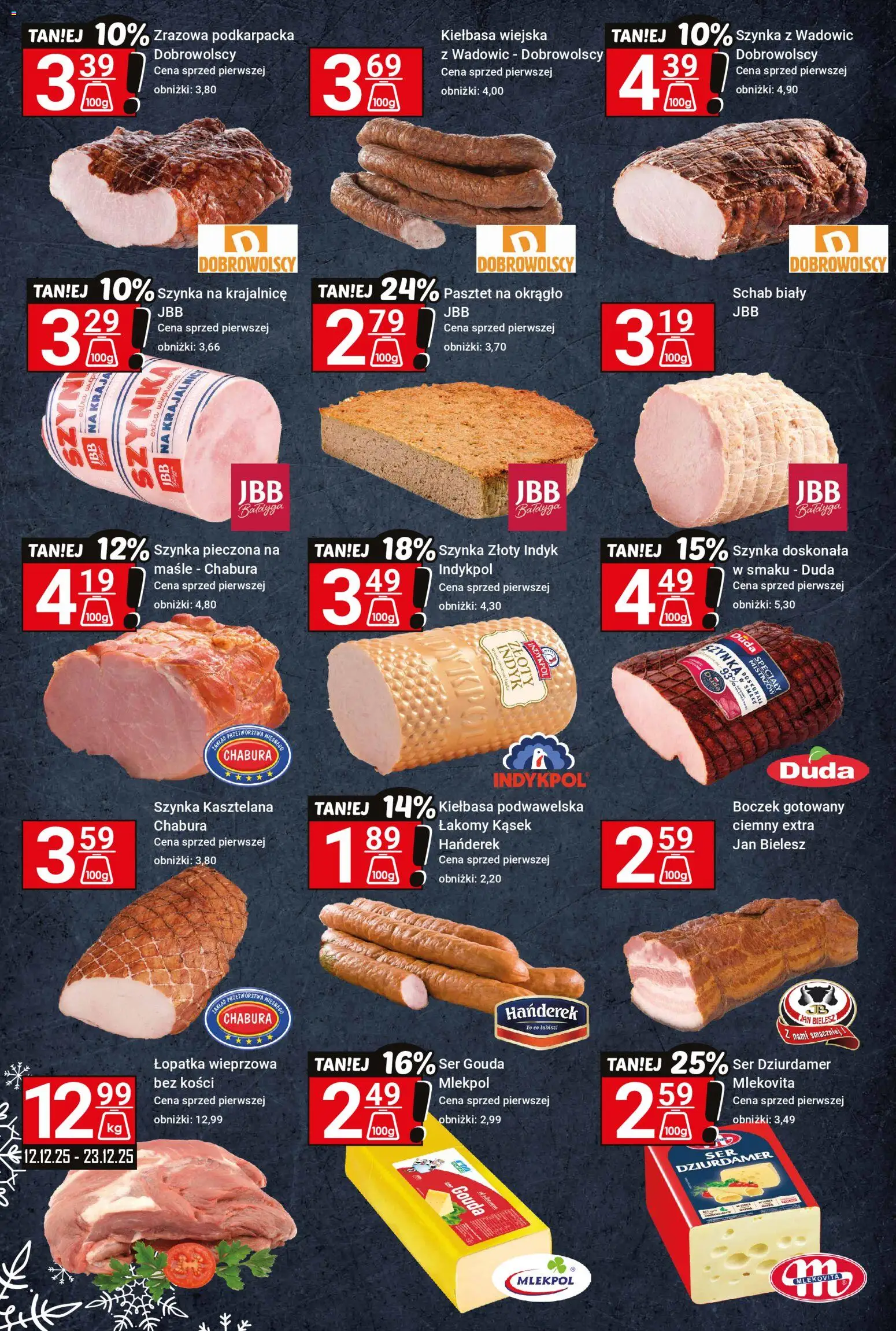 Hitpol Gazetka od 12.12.2025 | Strona: 3 | Produkty: Szynka, Boczek, Łopatka wieprzowa, Ser gouda