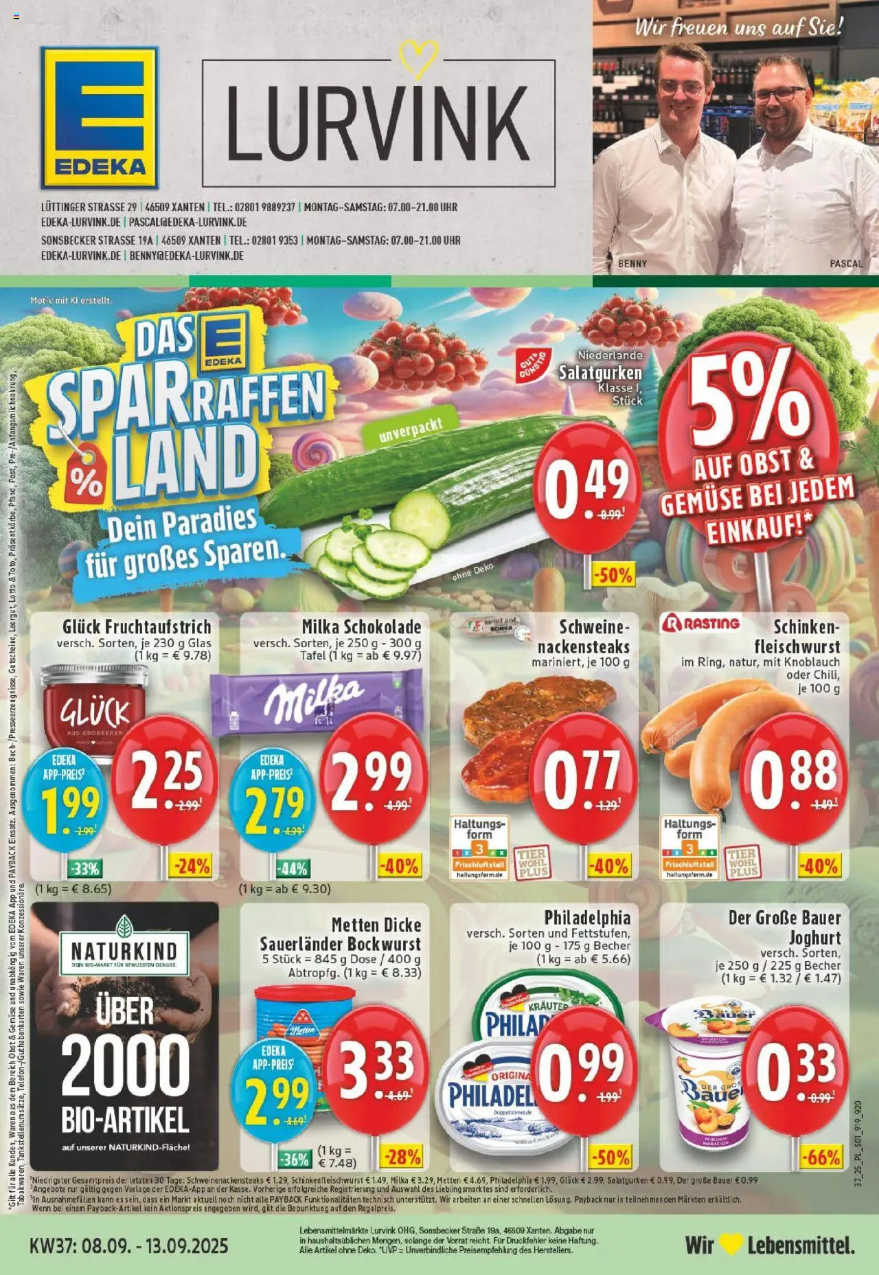 Edeka prospekt Xanten	 – gültig ab 07.09.2025 | Seite: 1 | Produkte: Dicke sauerlander bockwurst, Joghurt, Obst, Schinken