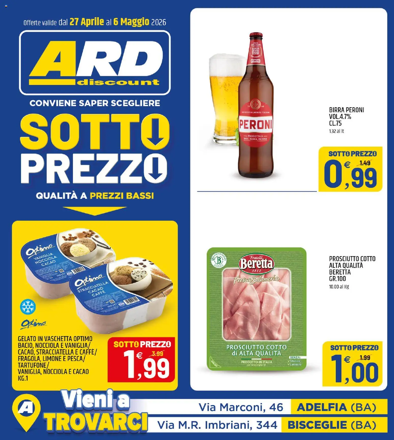 Volantino ARD Discount del 27.04.2026 | Pagina: 20 | Prodotti: Prosciutto Cotto, Birra, Prosciutto, Stracciatella