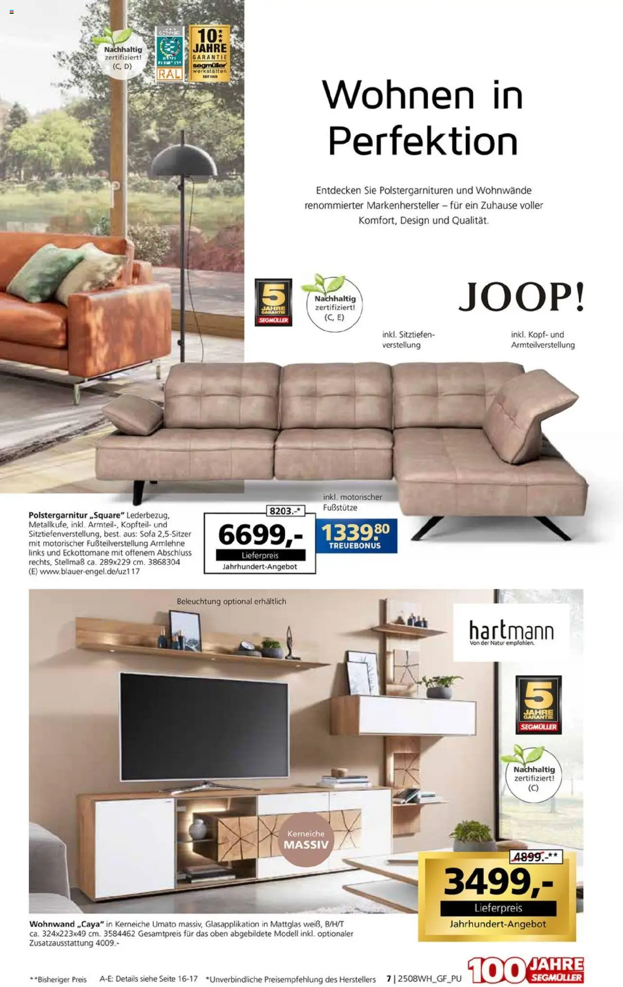 Segmüller Wohndesign - gültig ab dem 02.08.2025 | Seite: 7 | Produkte: Wohnwand, Sofa