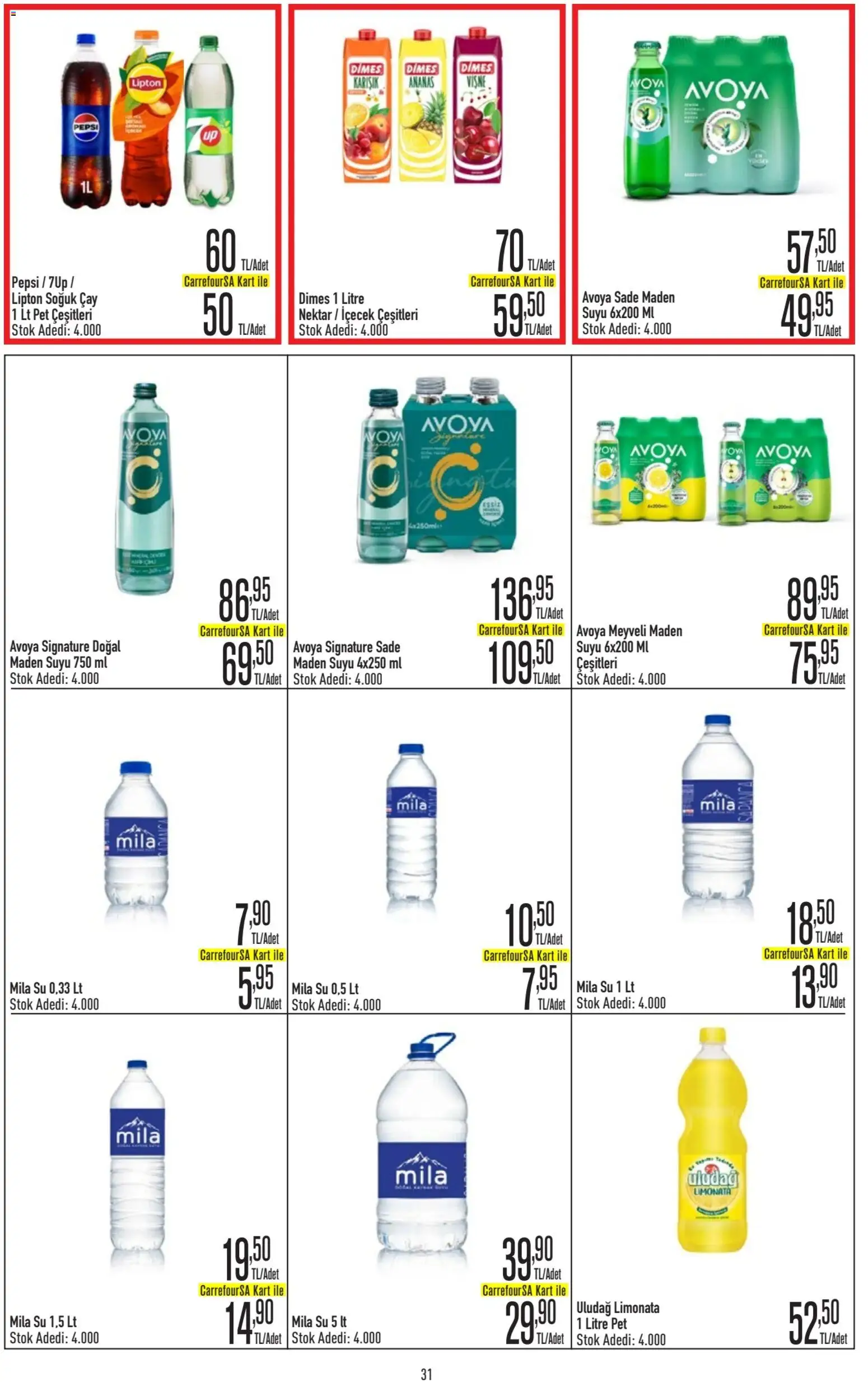 CarrefourSA Katalog - 09.03.2026 tarihinden itibaren geçerlidir | Sayfa: 31 | Ürünler: Limonata, Çay, Ananas, Maden suyu