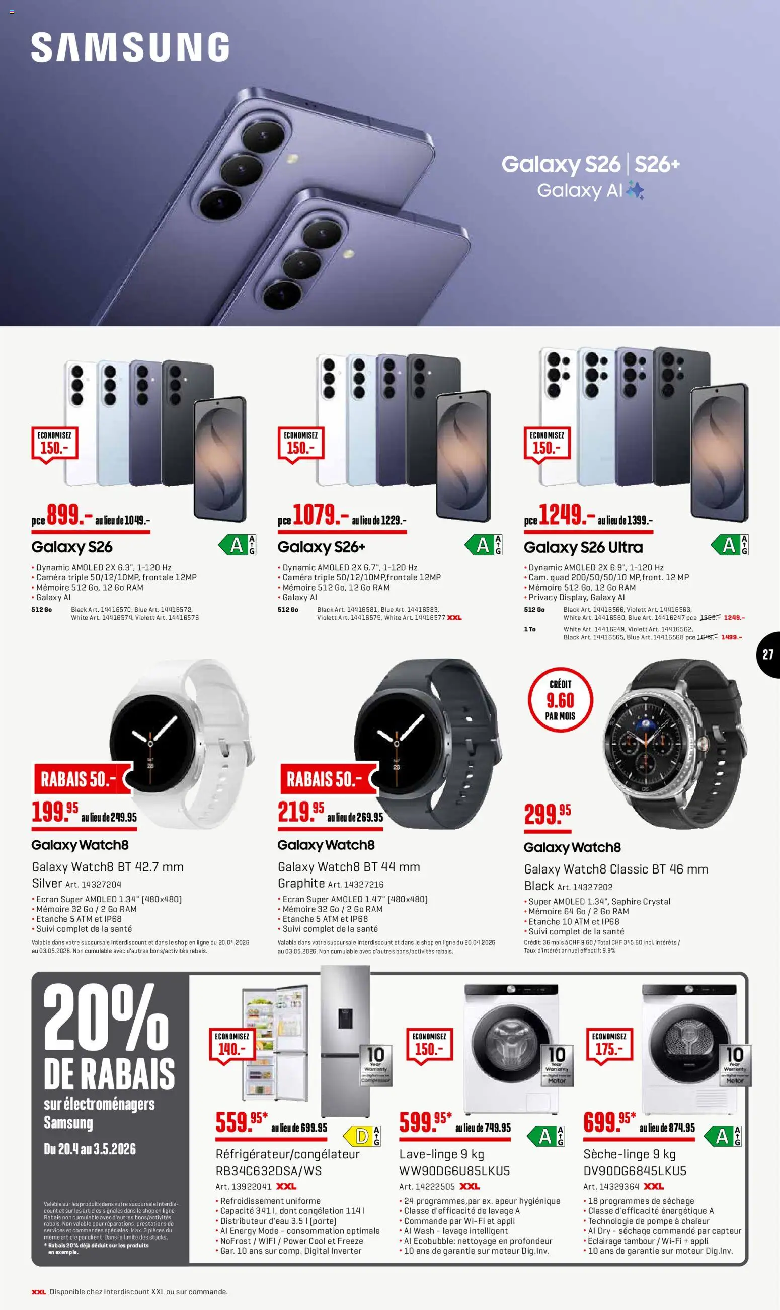 Interdiscount aktionen 20% de rabais FR – gültig ab 27.04.2026 | Seite: 27 | Produkte: Samsung