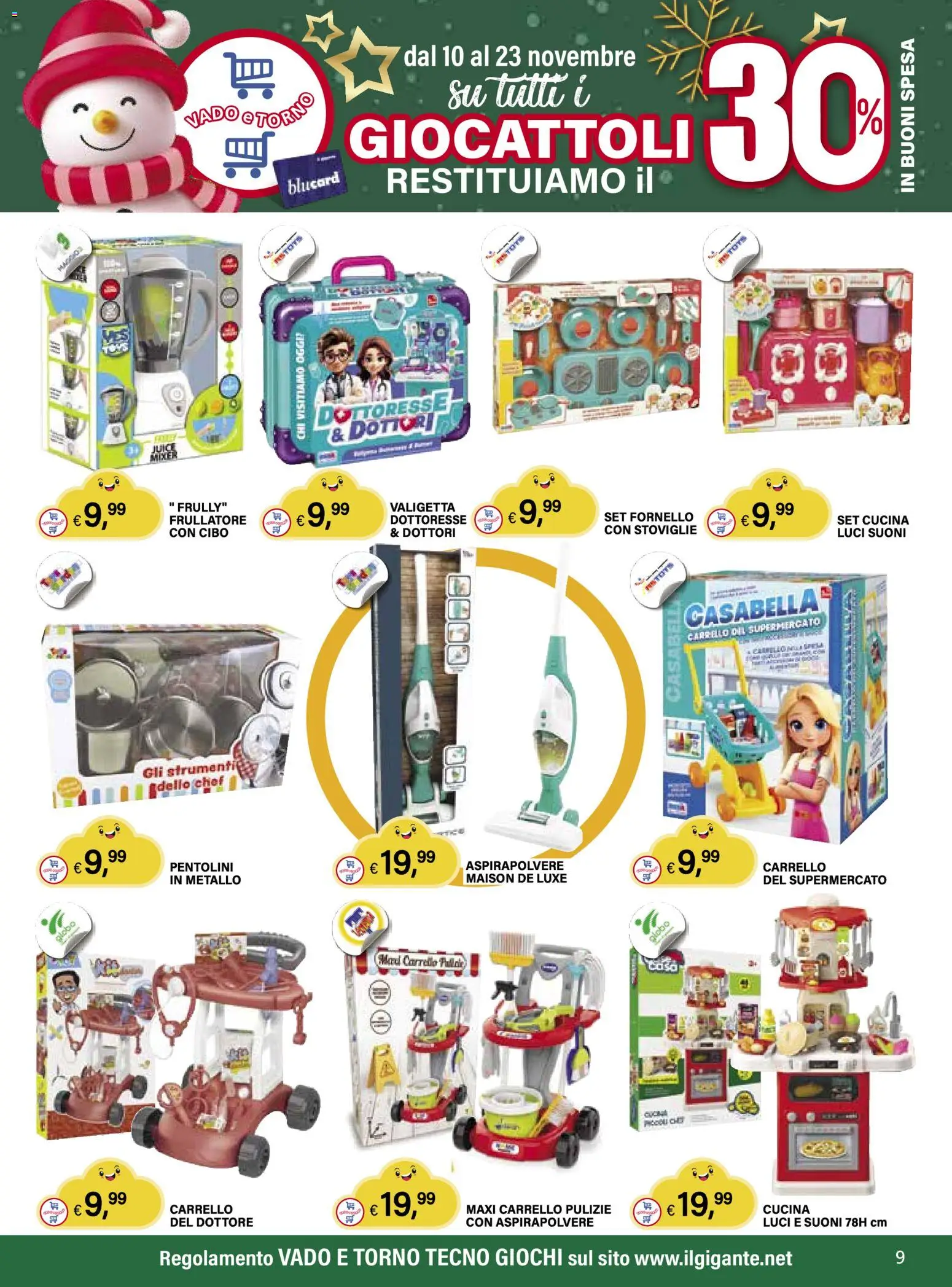 Volantino Il Gigante del 10.11.2025 | Pagina: 9 | Prodotti: Frullatore, Carrello, Aspirapolvere, Valigetta