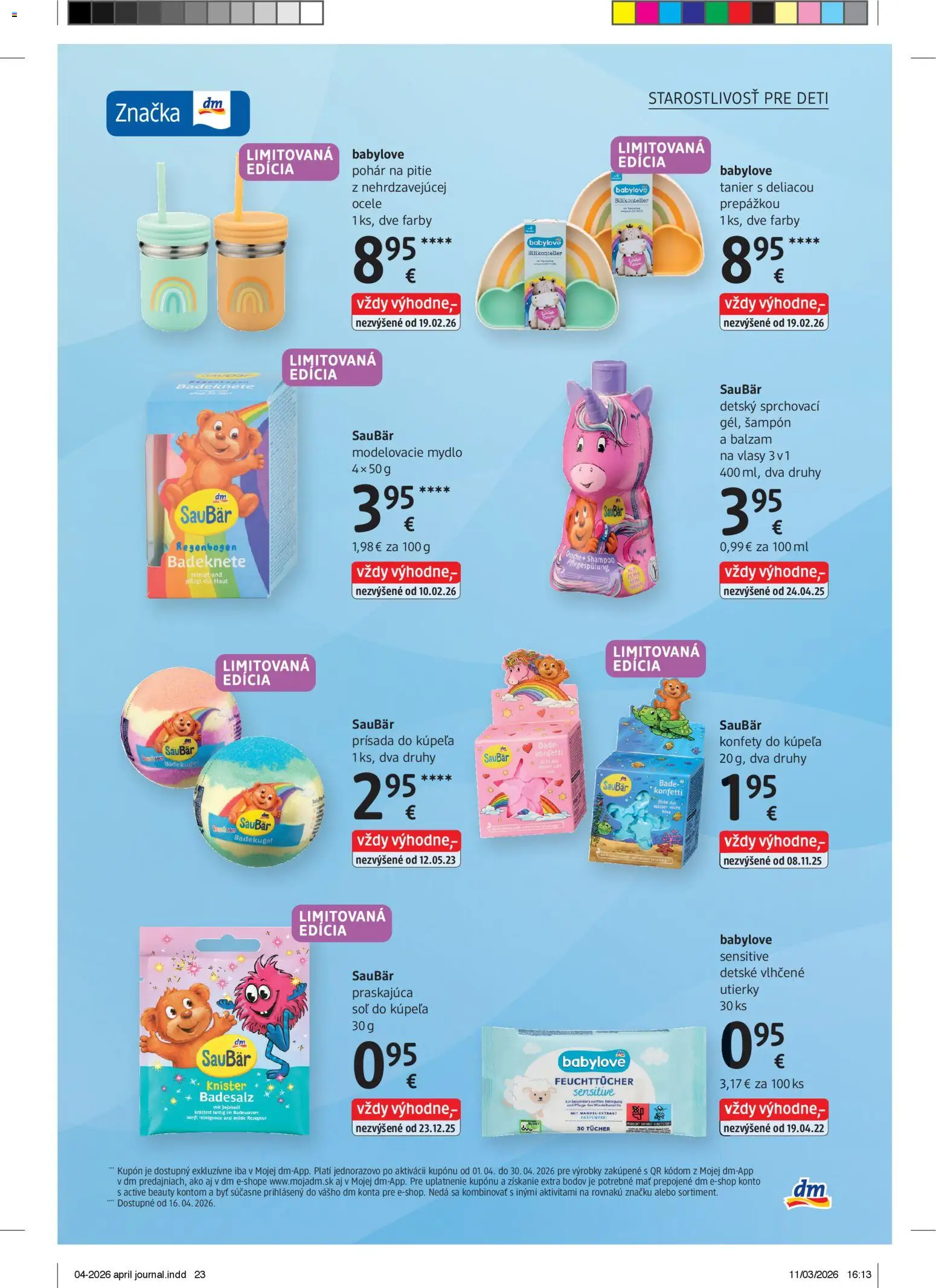 Nové dm drogerie akcie – leták je platný od 01.04.2026 | Strana: 23 | Produkty: Šampón, Mydlo, Soľ