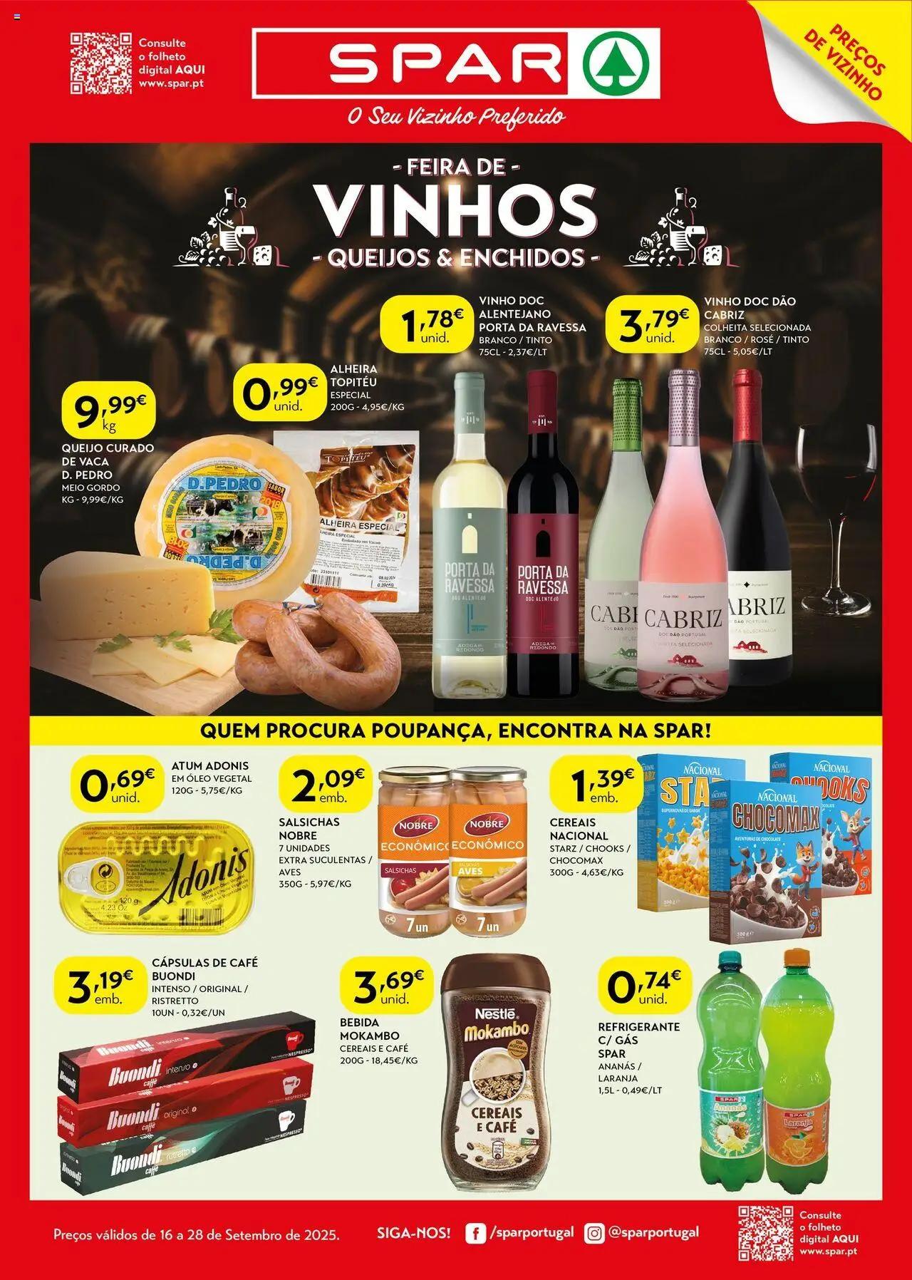 Spar folheto │ válido de 16.09.2025 | Página: 1 | Produtos: Refrigerante, Atum, Porta, Chocolate