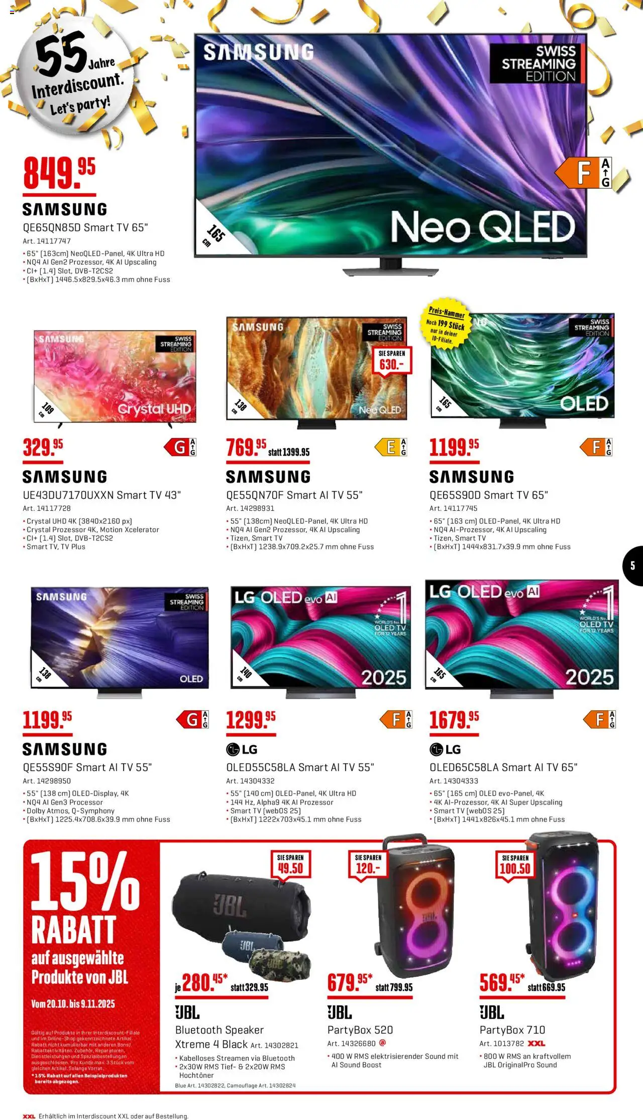 Interdiscount Aktionen – gültig ab 20.10.2025 | Seite: 5 | Produkte: TV, Samsung, LG