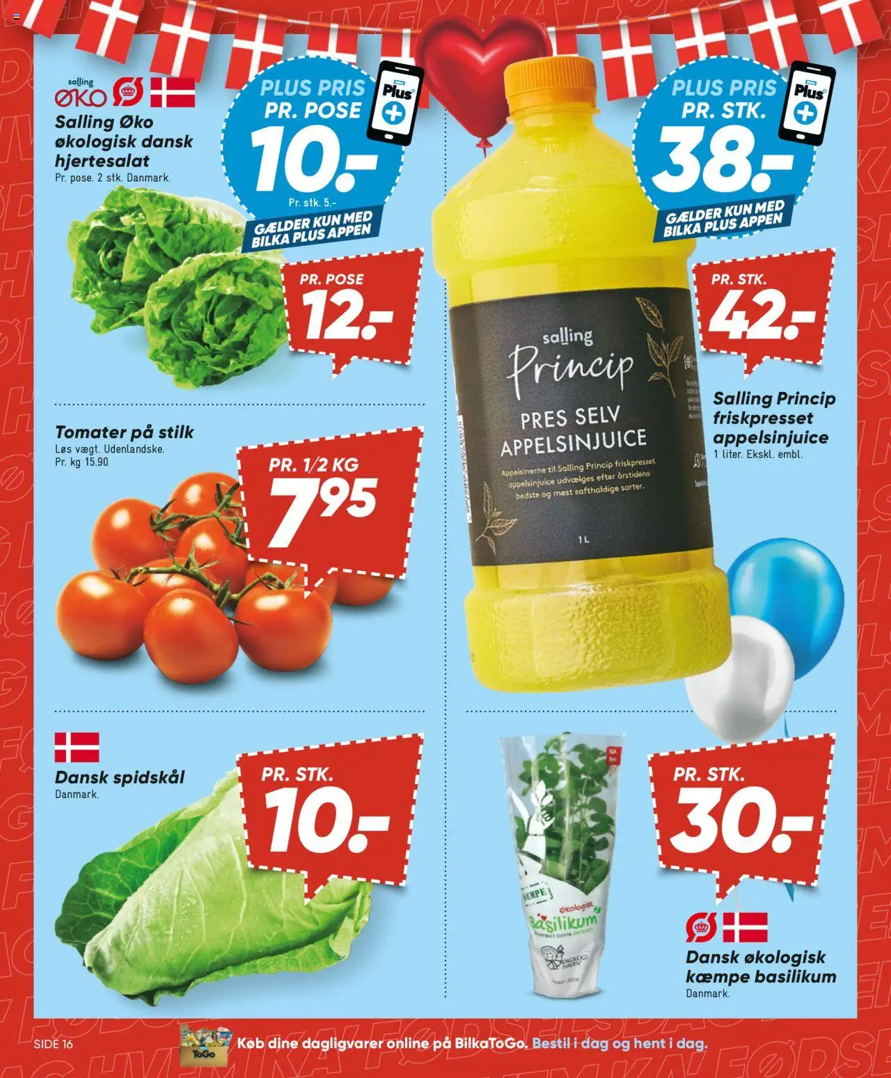 Bilka Tilbudsavis gyldig fra 08.08.2025 | Side: 18 | Produkter: Tomater, Appelsinjuice, Spidskål, Basilikum