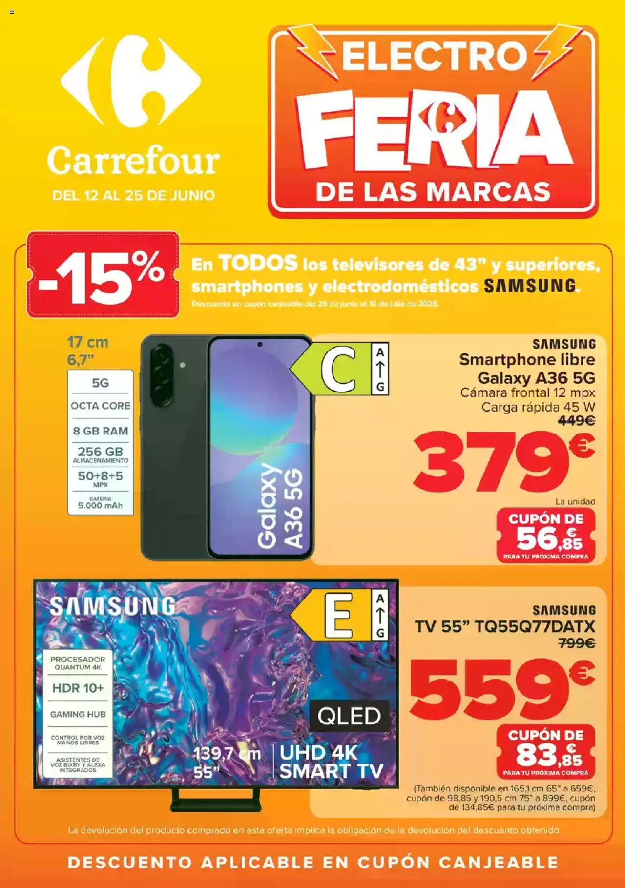 Carrefour Feria Marcas Electro │ válido desde el 12.06.2025 | Página: 1 | Productos: Smartphone, Cámara, Batería