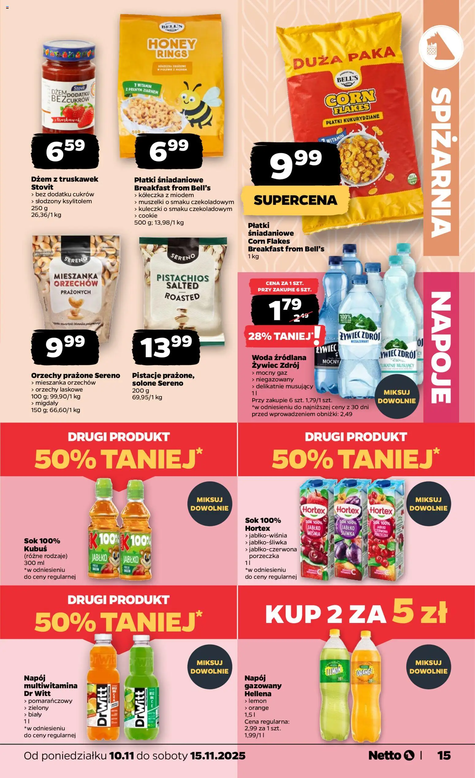 Netto gazetka - Spożywcza od 10.11.2025 | Strona: 15 | Produkty: Porzeczka, Dżem, Płatki, Orzechy