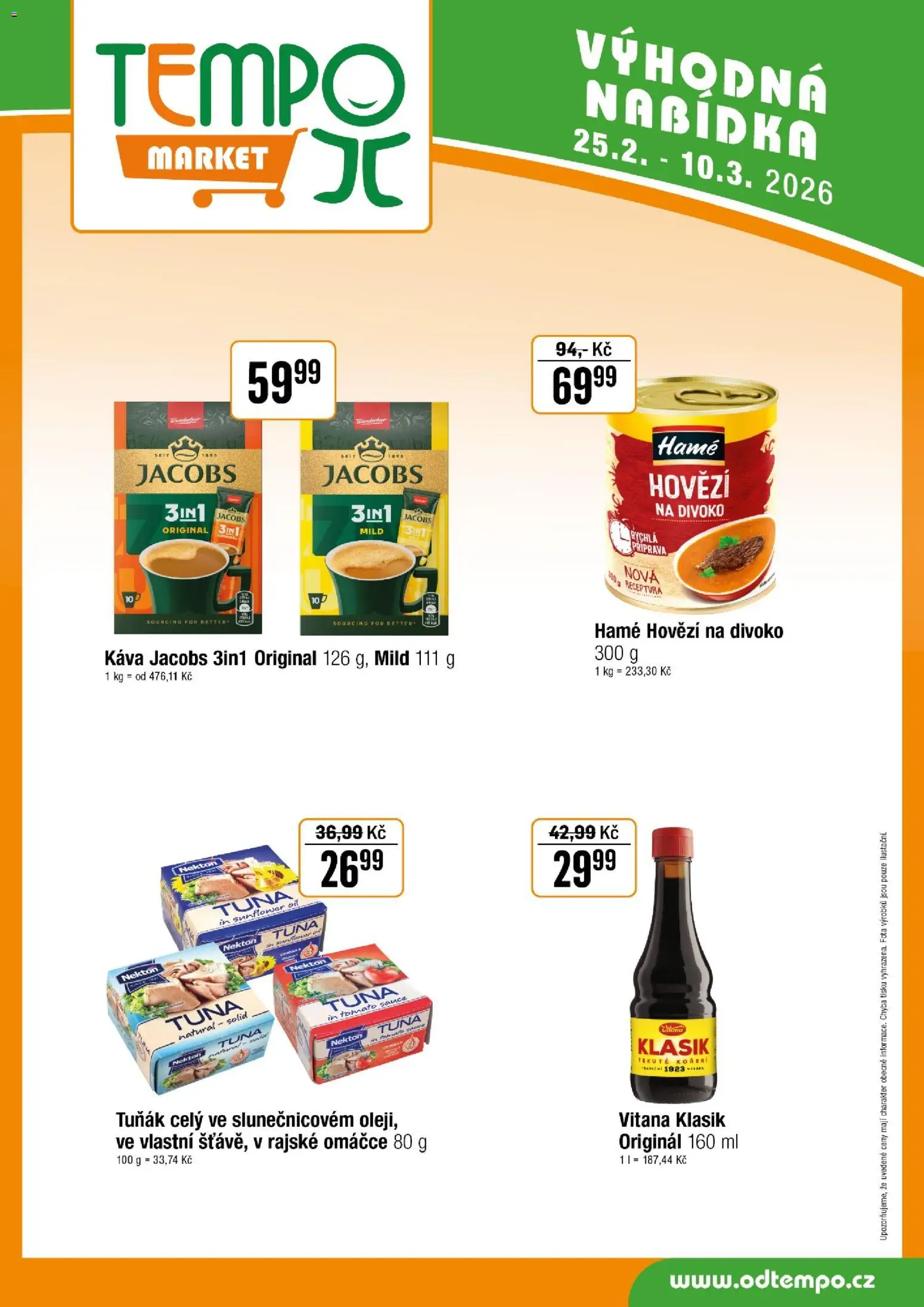 Tempo leták od 25.02.2026 | Strana: 14 | Produkty: Tuňák, Hovězí, Káva, Jacobs