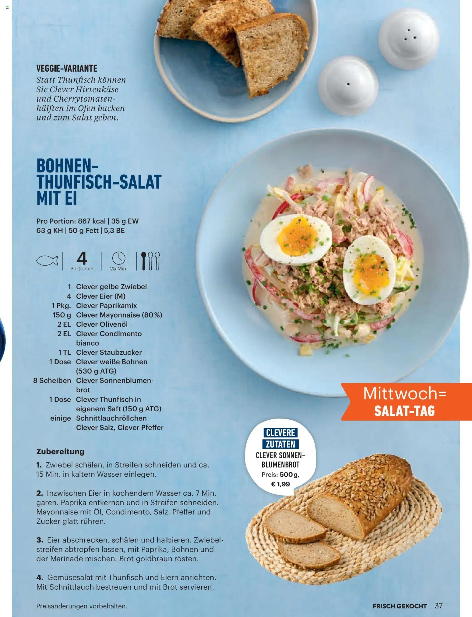 Billa Frisch Gekocht gültig ab 01.05.2026 | Seite: 37 | Produkte: Salat, Wasser, Ofen, Eier