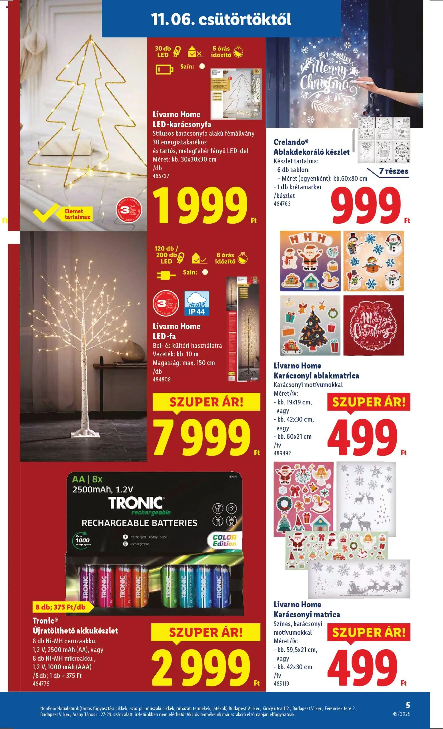 Lidl akciós ujság - amely érvényes a következő dátumtól: 06.11.2025 | Oldal: 5 | Termékek: Játékok, Karácsonyfa