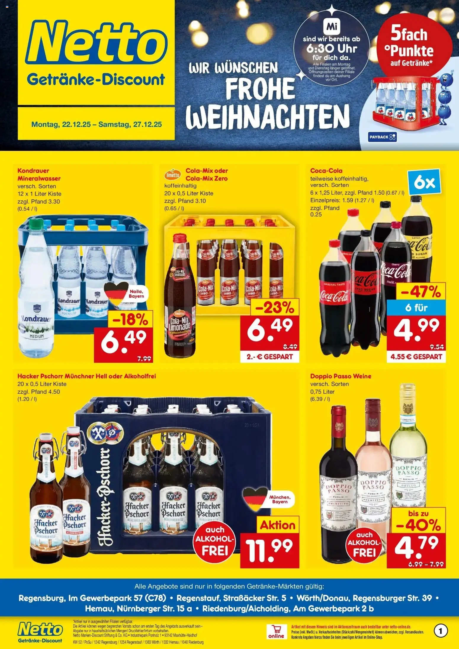 Netto Marken-Discount prospekt Riedenburg-Aicholding	 – gültig ab 22.12.2025 | Seite: 1 | Produkte: Cola, Limonade, Doppio Passo, Uhr