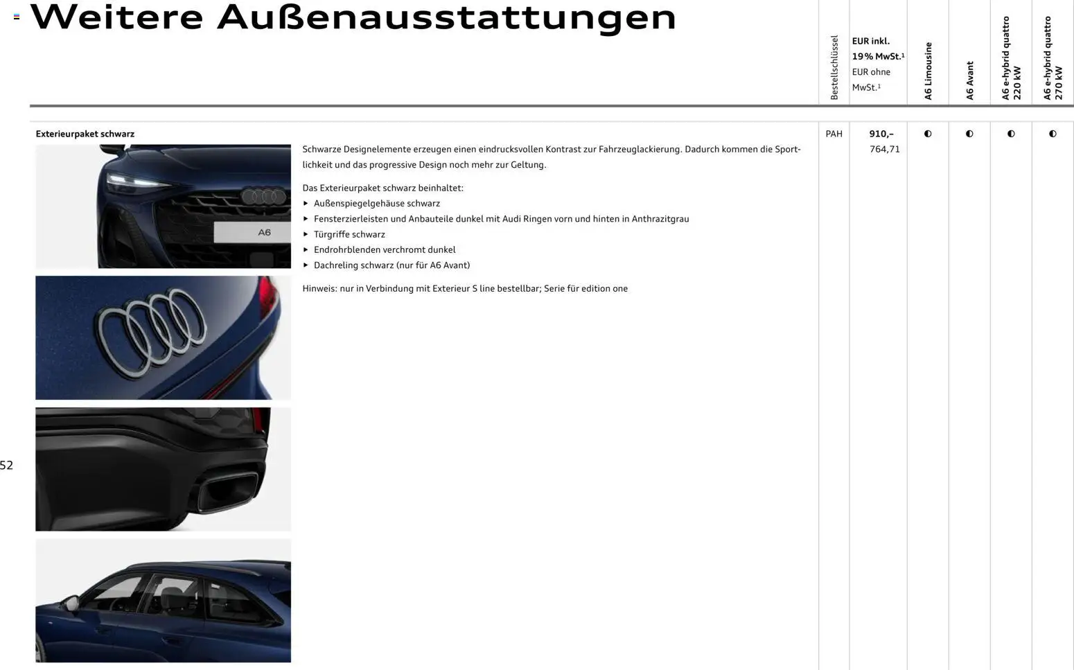 Audi A6 – gültig ab 28.10.2025 | Seite: 52