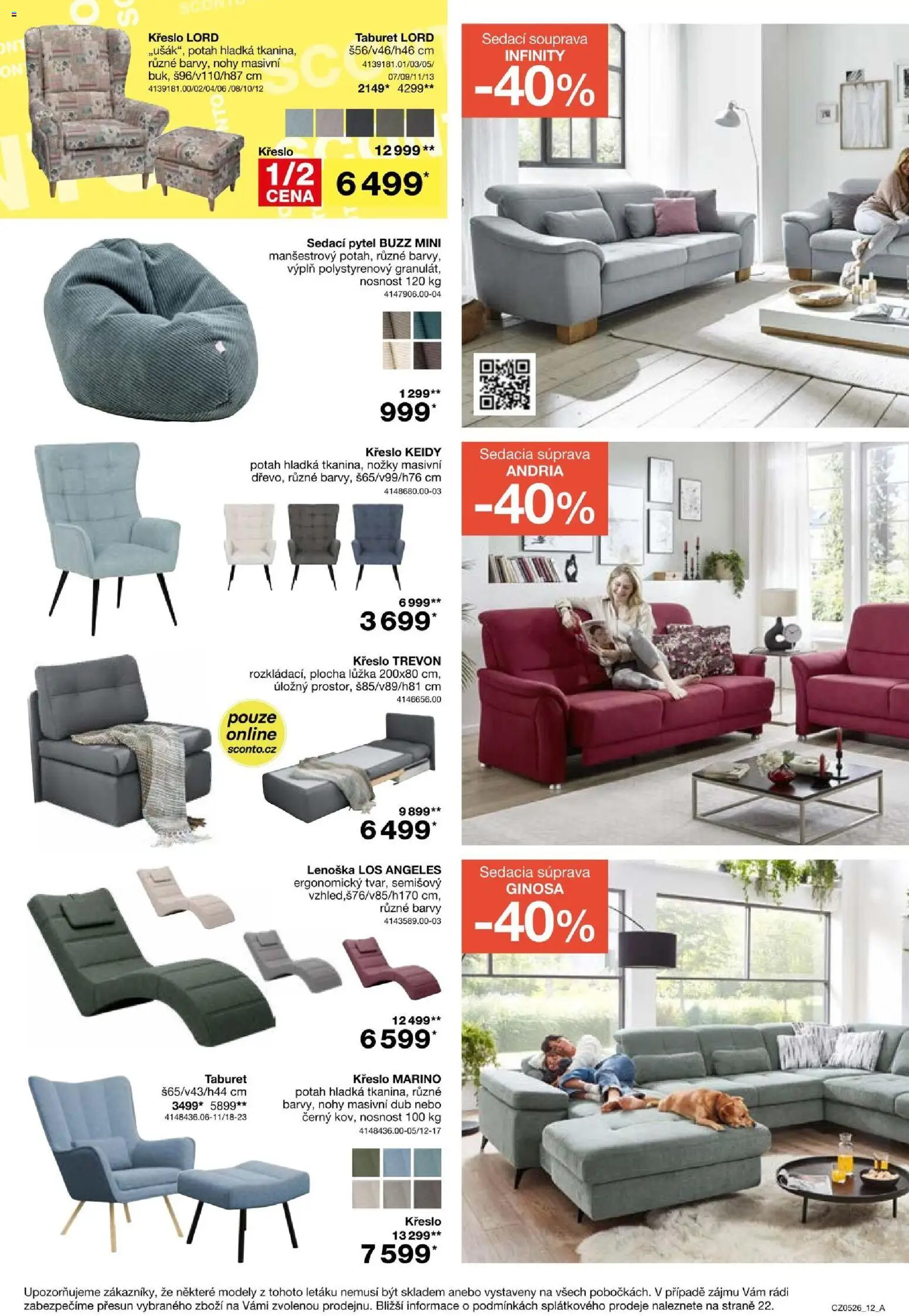 Sconto nábytek leták od 25.03.2026 | Strana: 12 | Produkty: Sedací souprava, Taburet, Sedací pytel, Barvy