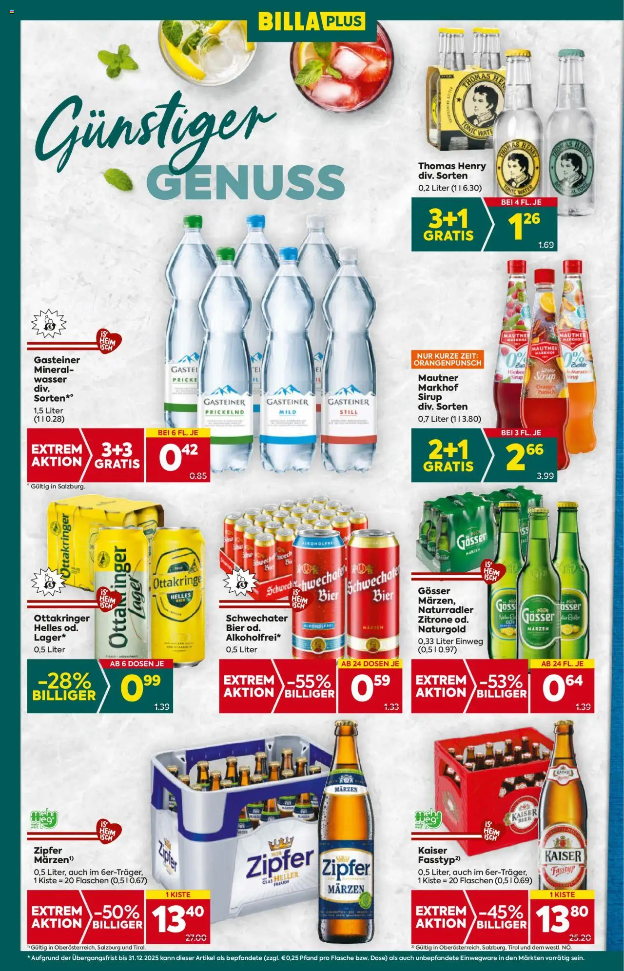 Billa Plus Flugblatt - Salzburg gültig ab 09.10.2025 | Seite: 14 | Produkte: Wasser, Zucker, Zitrone, Bier