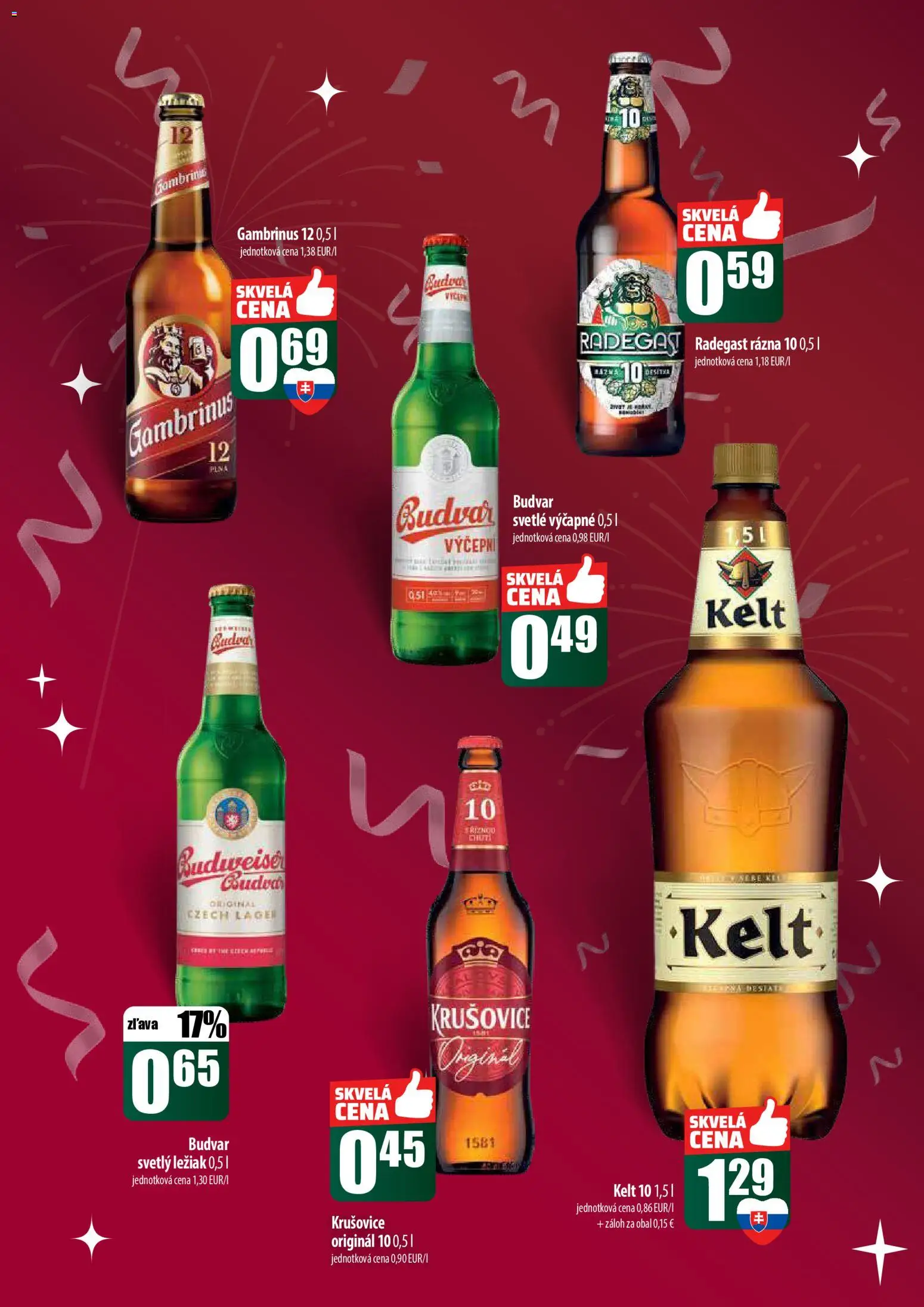 Nové COOP Jednota akcie – leták je platný od 22.12.2025 | Strana: 49 | Produkty: Kelt, Radegast, Budvar, Gambrinus