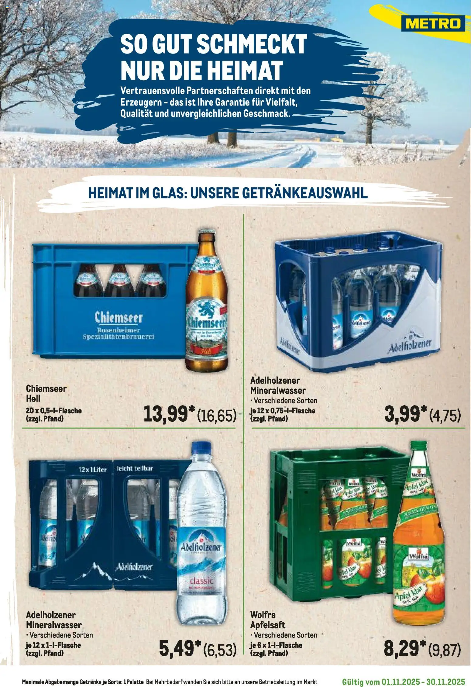 Metro Regionaler Flyer – gültig ab 01.11.2025 | Seite: 87 | Produkte: Adelholzener, Äpfel, Apfelsaft, Mineralwasser