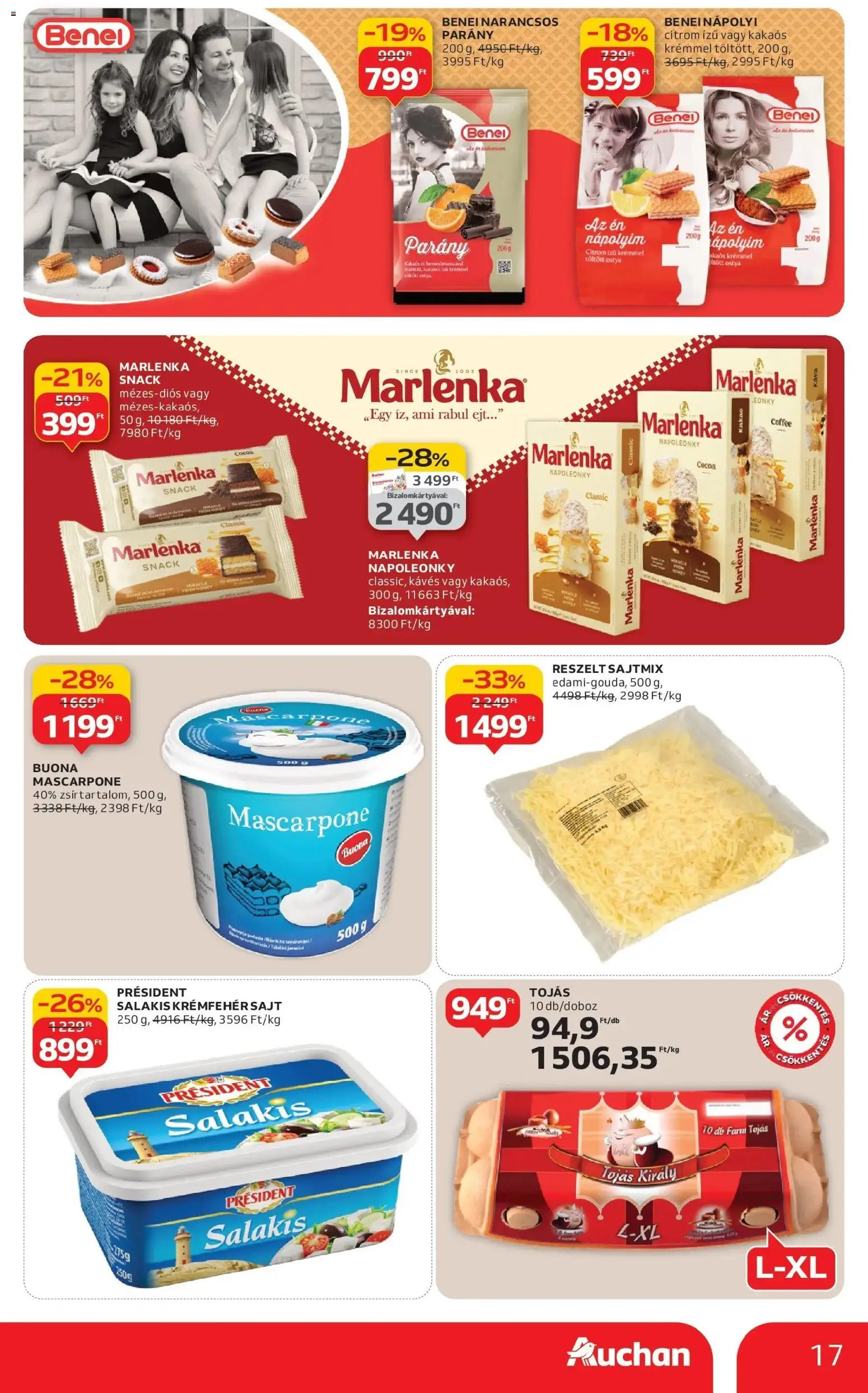 Auchan akciós ujság - amely érvényes a következő dátumtól: 18.12.2025 | Oldal: 17 | Termékek: Sajt, Mascarpone, Tojás, Nápolyi
