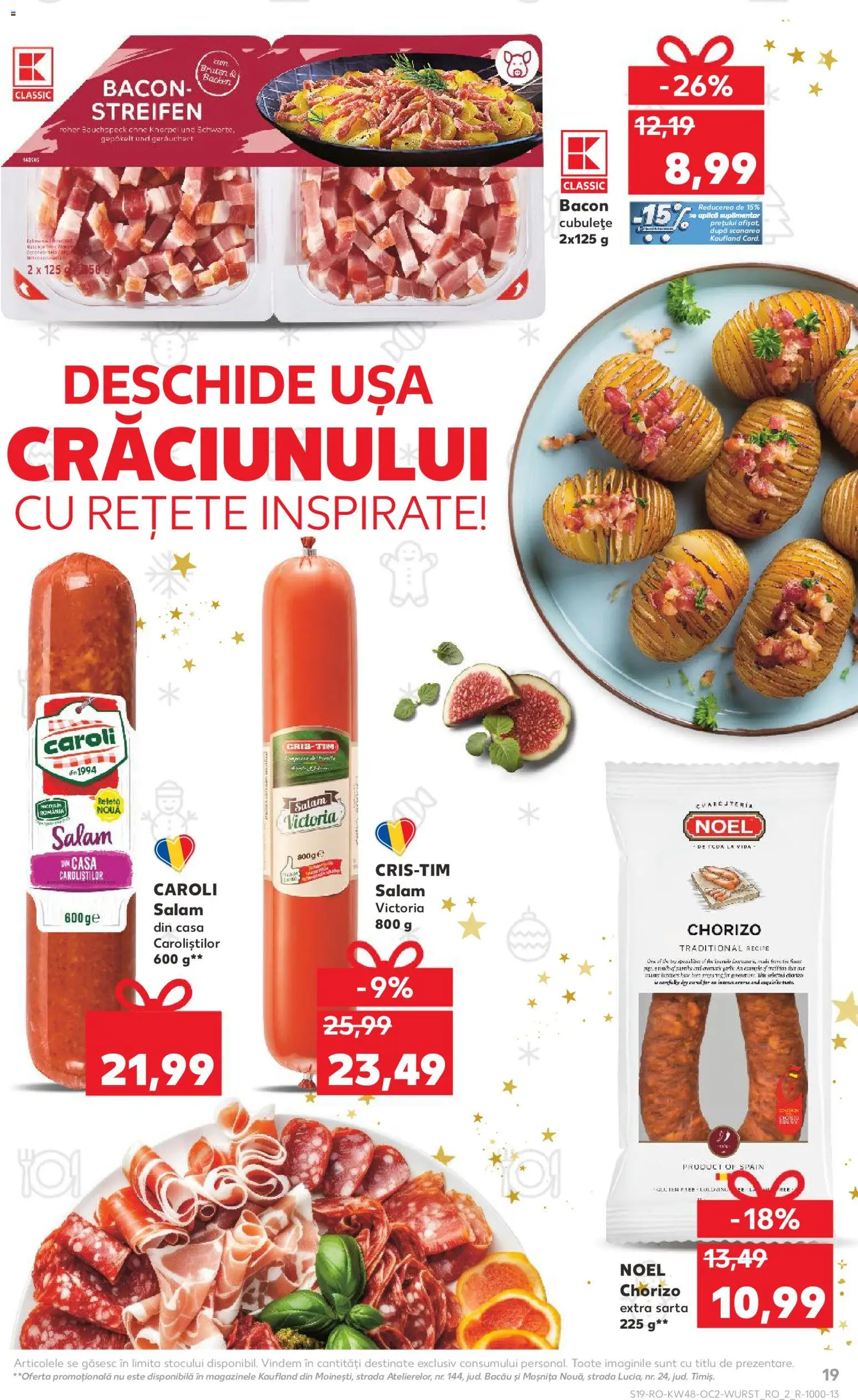 Noul catalog Kaufland – valabil de la 26.11.2025 | Pagină: 19 | Produse: Bacon, Salam, Ușă