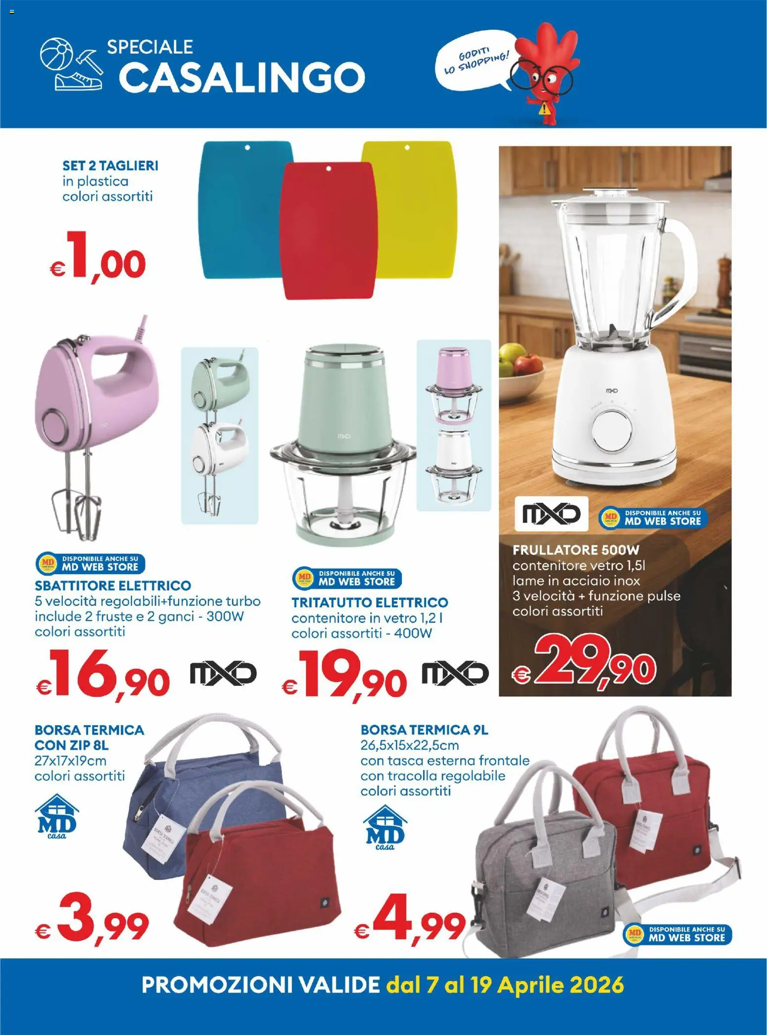 Volantino MD Discount del 07.04.2026 | Pagina: 24 | Prodotti: Frullatore, Sbattitore, Borsa termica, Contenitore