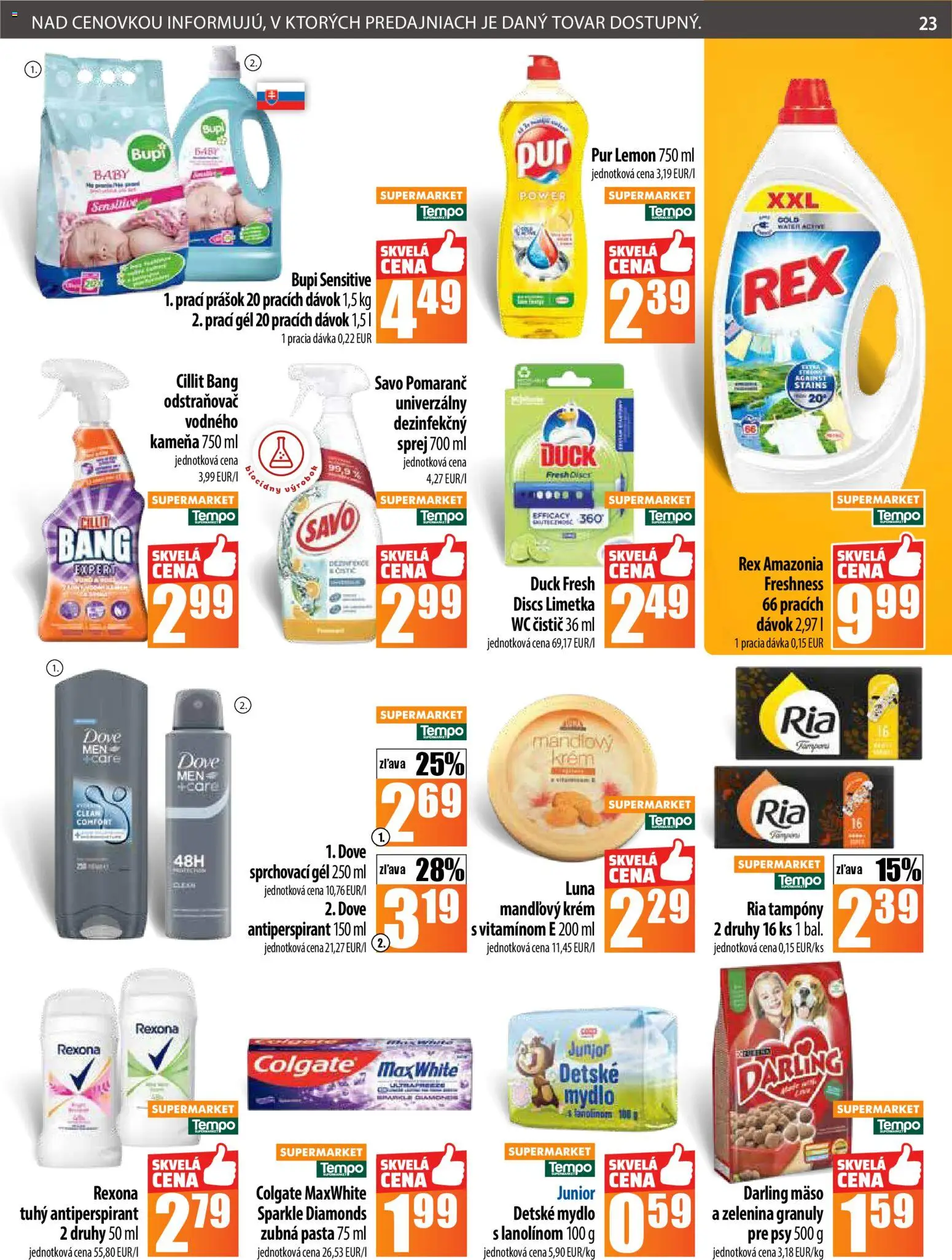 Nové COOP Jednota akcie – leták je platný od 23.10.2025 | Strana: 23 | Produkty: Limetka, Wc, Prací prášok, Krém