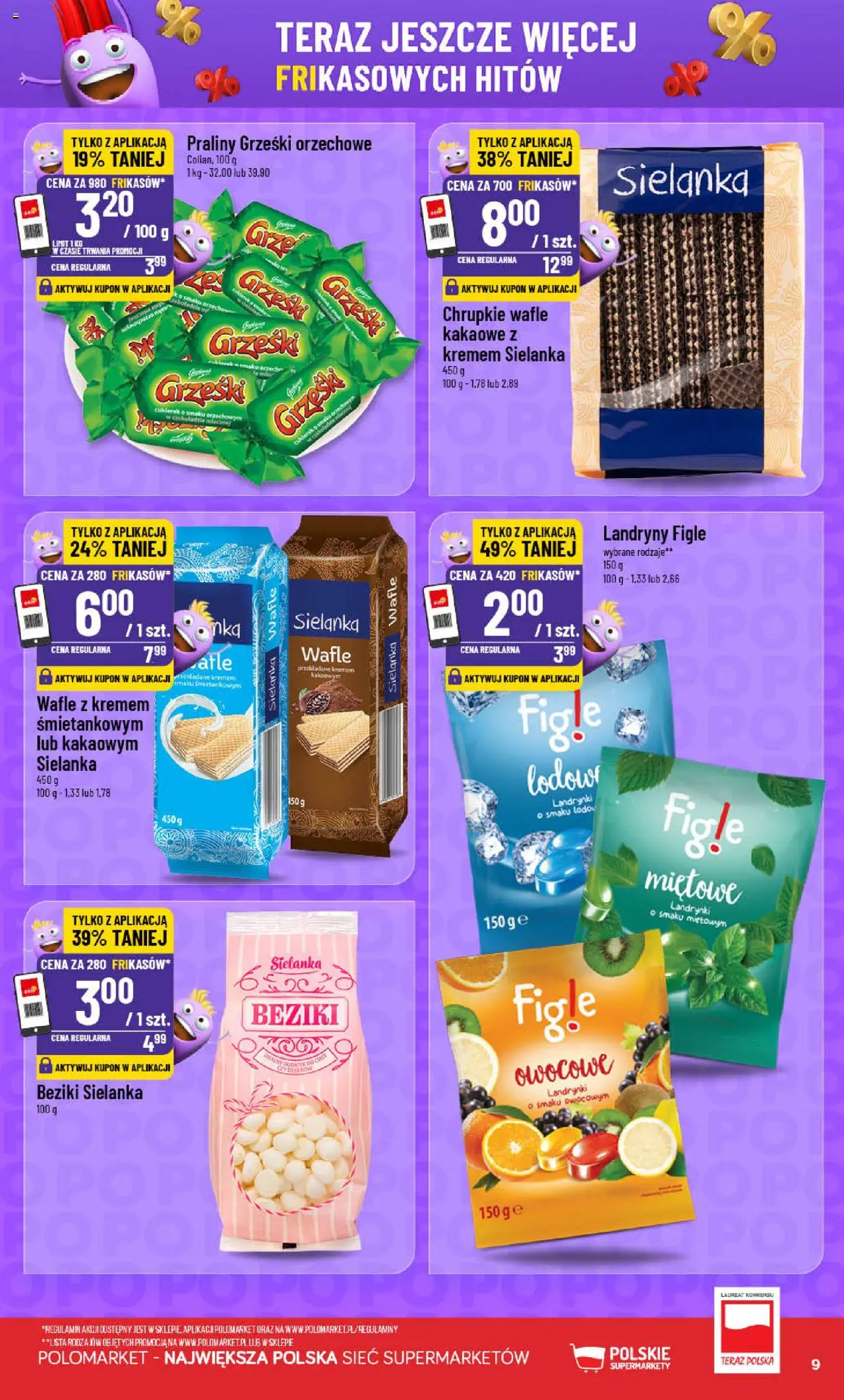 POLOmarket Gazetka - Frikasowe hity od 09.07.2025 | Strona: 9 | Produkty: Wafle, Praliny, Cukierki