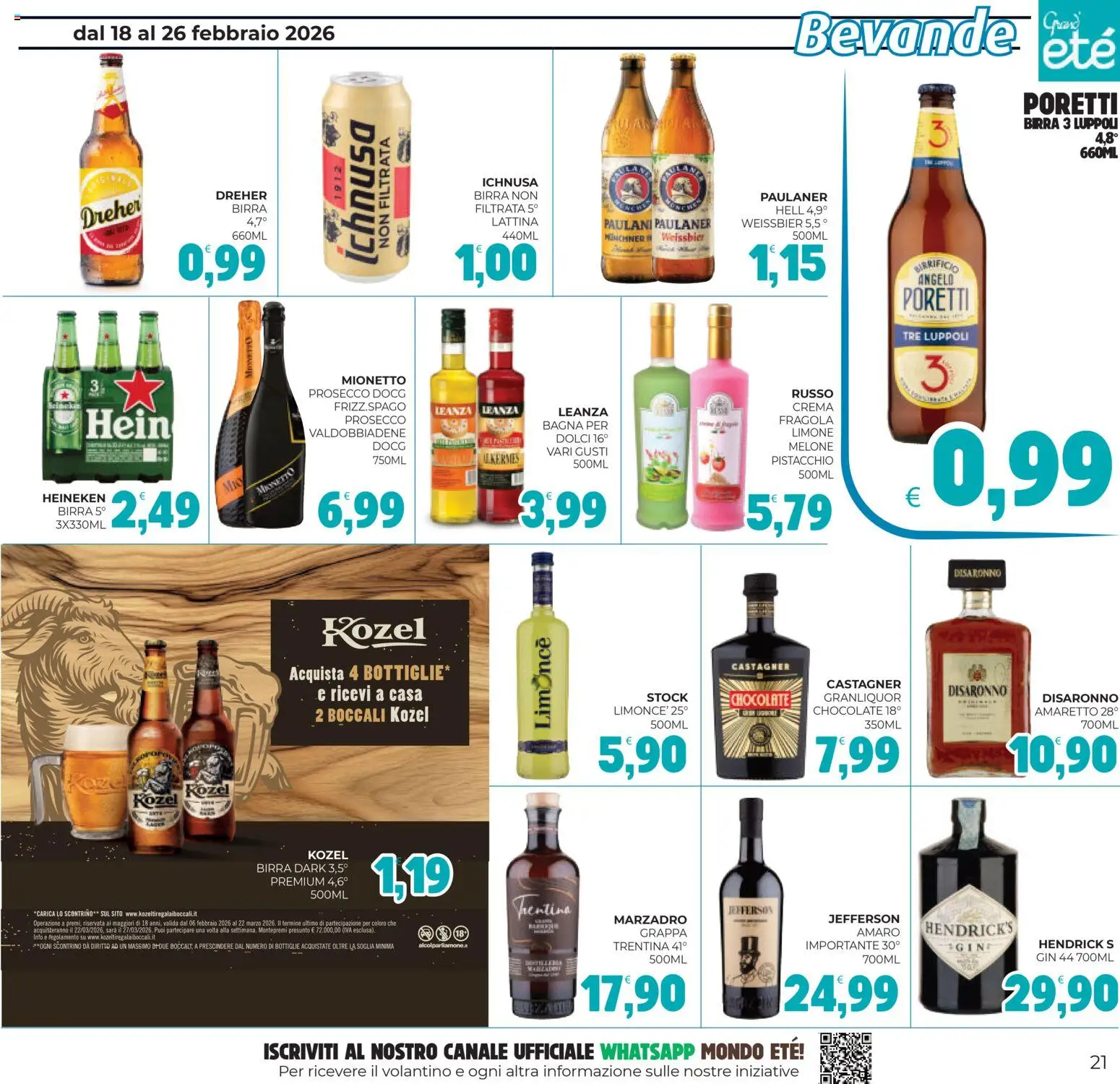 Volantino Eté del 18.02.2026 | Pagina: 21 | Prodotti: Crema, Birra, Melone, Amaro