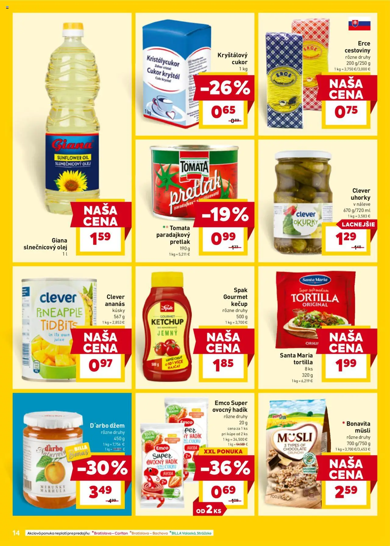 Nové Billa akcie – leták je platný od 10.09.2025 | Strana: 14 | Produkty: Olej, Tortilla, Cestoviny, Slnečnicový olej