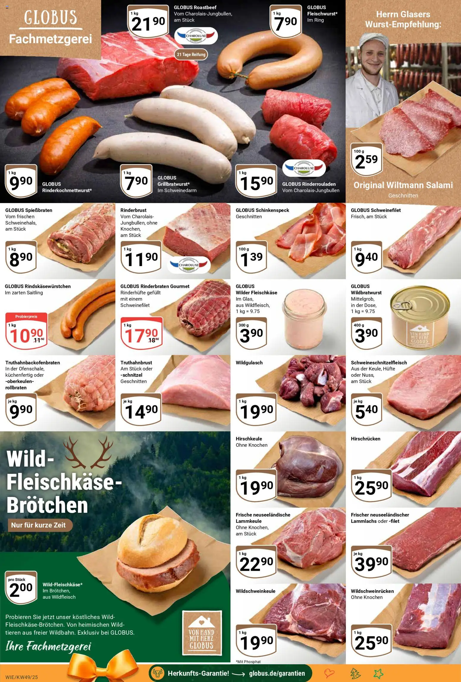 Globus prospekt Waghäusel-Wiesental	 – gültig ab 01.12.2025 | Seite: 10 | Produkte: Rinderrouladen, Rinderbraten, Lammkeule, Roastbeef