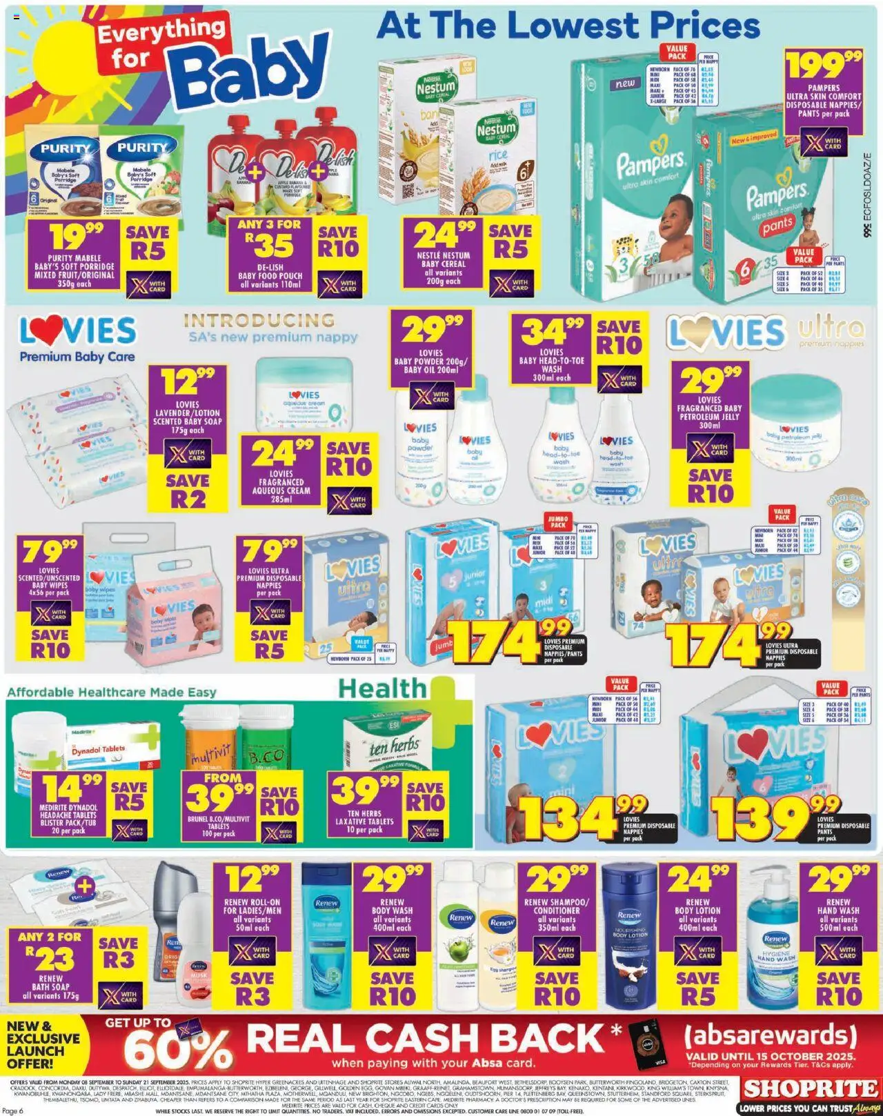 New Shoprite catalogue – valid from 08.09.2025 | Page: 6 | Products: Pants, Bath, Conditioner, Soap
