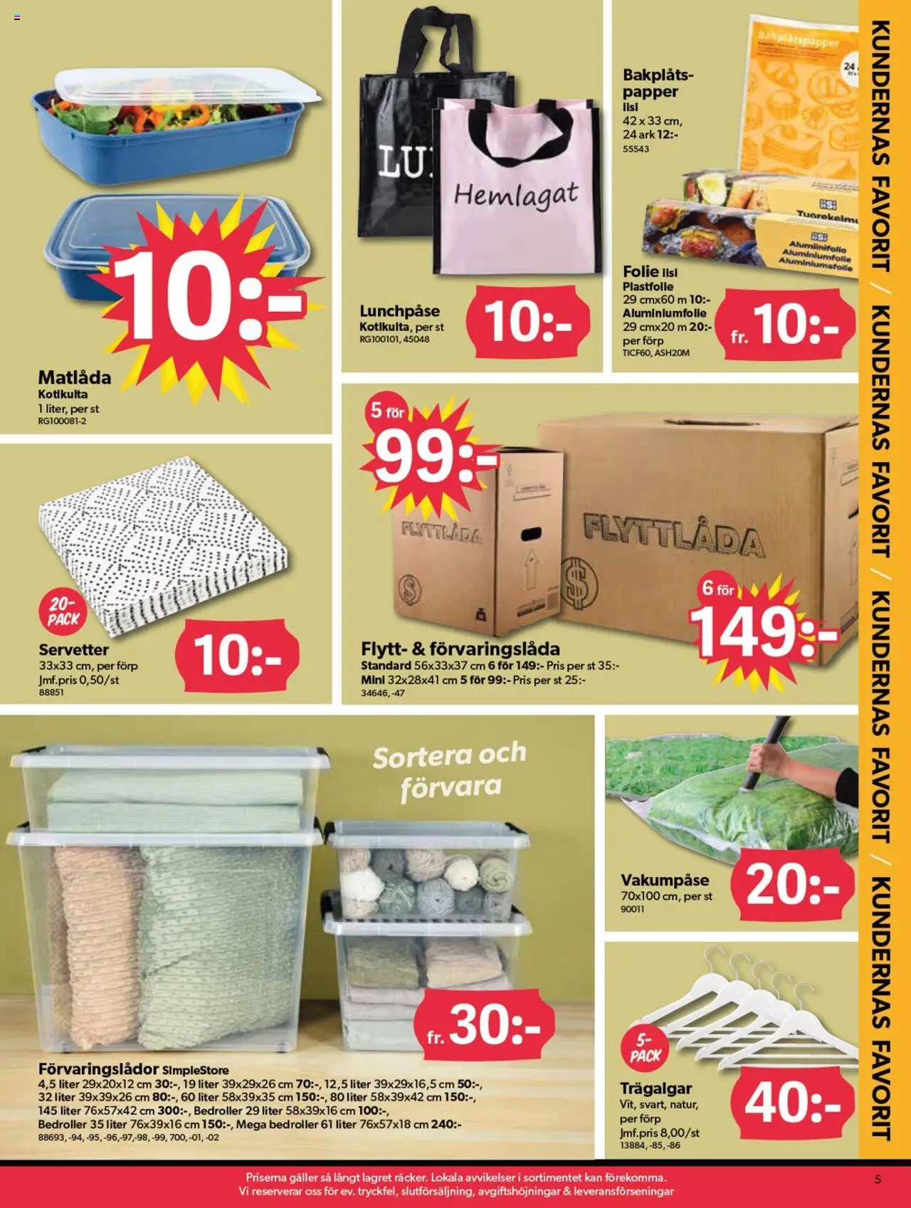 Dollar Store reklamblad aktuell från 08.09.2025 | Sida: 5 | Produkter: Förvaringslådor, Papper, Matlåda, Flyttlåda