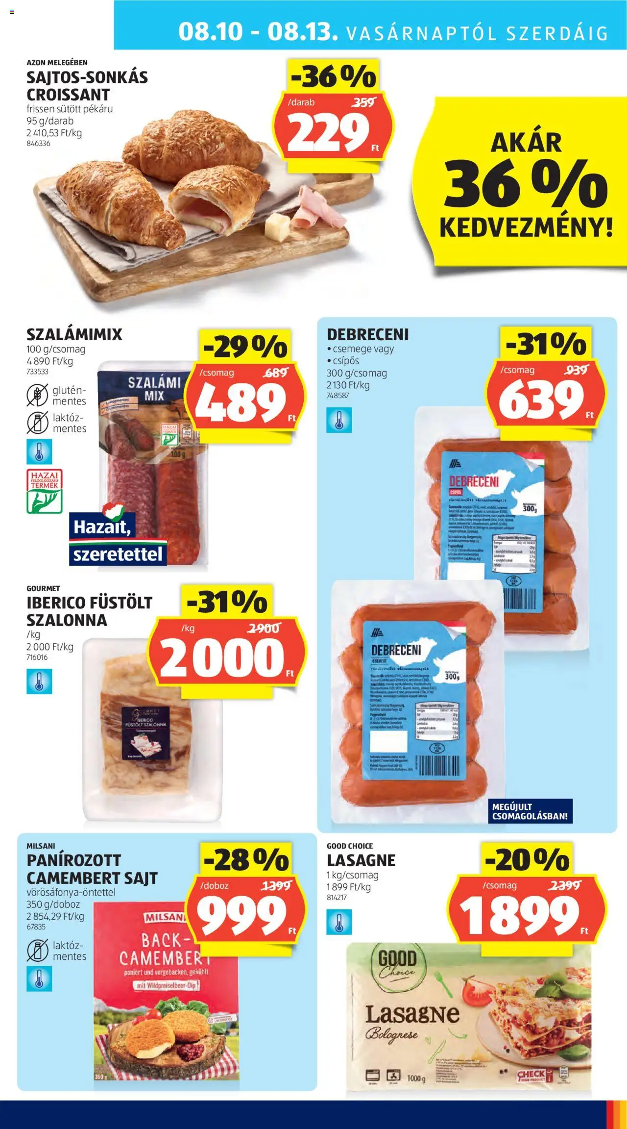 Aldi akciós ujság - amely érvényes a következő dátumtól: 07.08.2025 | Oldal: 29 | Termékek: Debreceni, Sajt, Szalámi, Camembert
