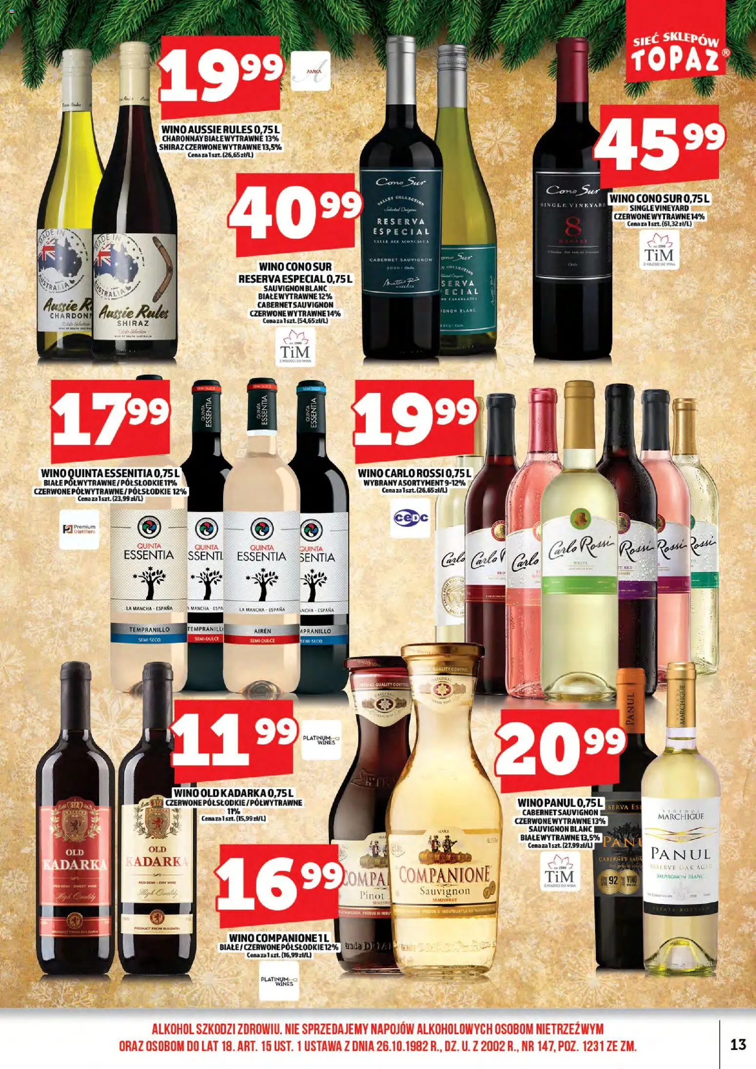 Topaz Gazetka alkoholowa od 15.12.2025 | Strona: 15 | Produkty: Wino, Alkohol, Carlo Rossi