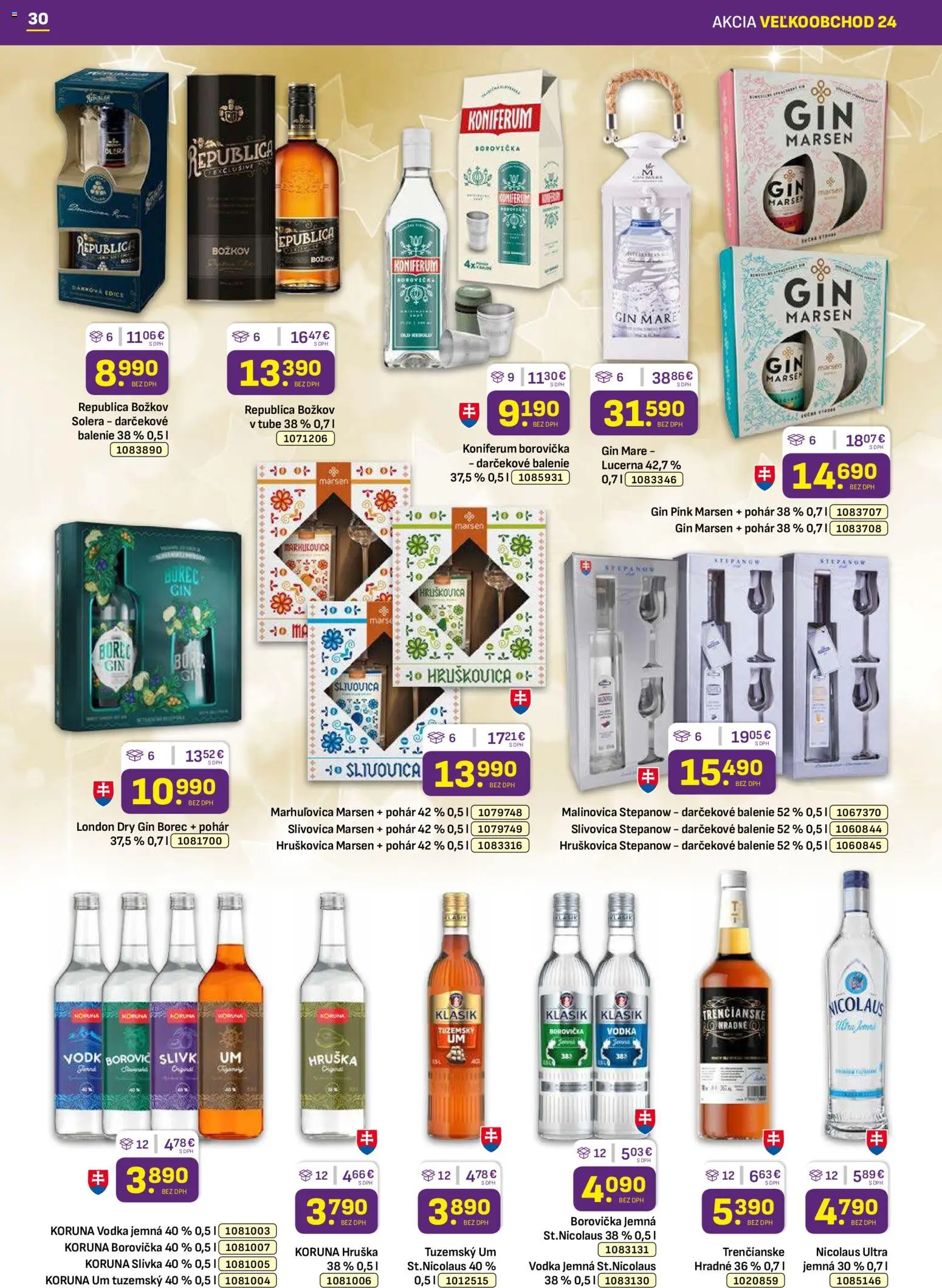 Nové Libex akcie – leták je platný od 01.12.2025 | Strana: 30 | Produkty: Republica, Slivovica, Gin, Vodka