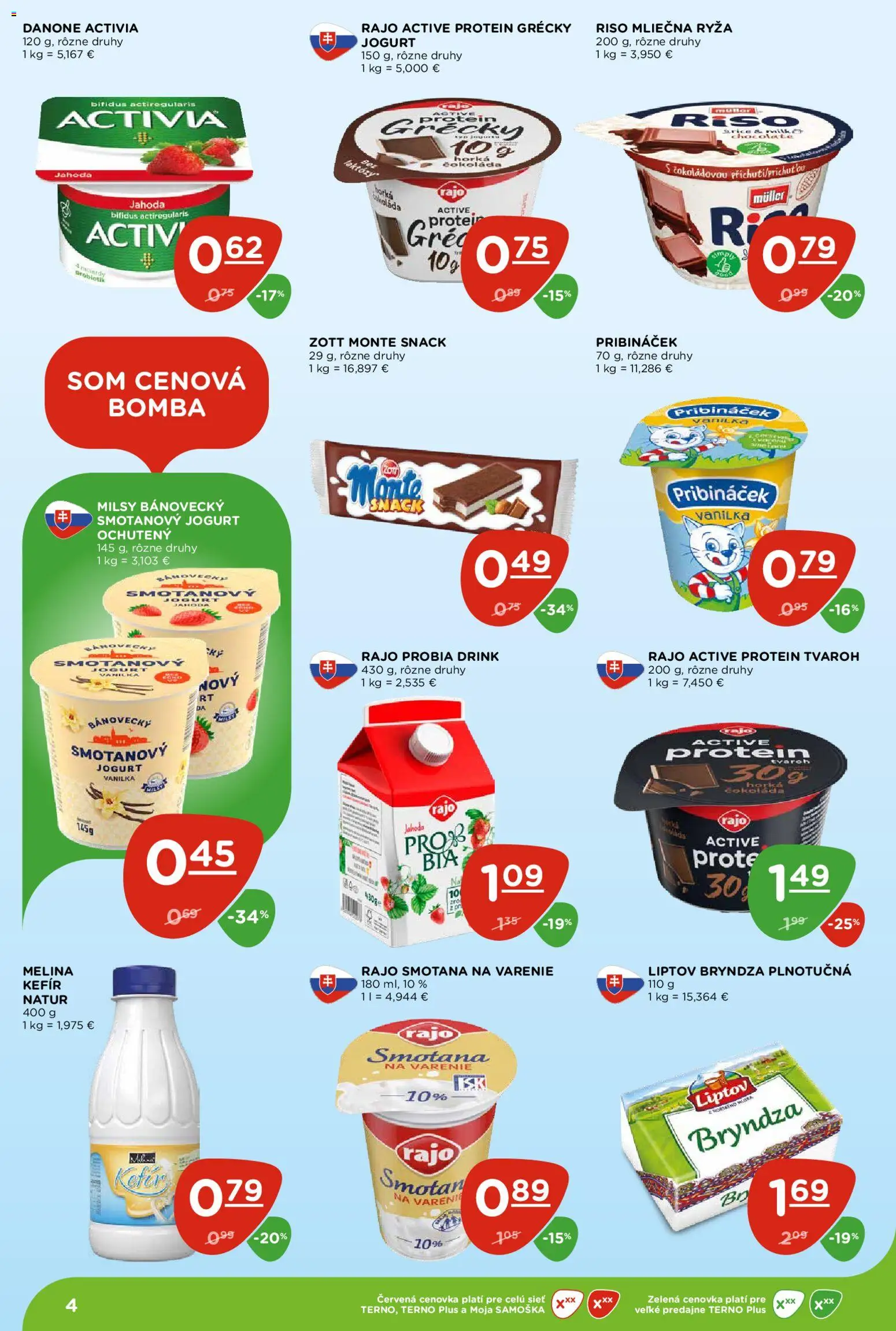 Nové Terno akcie – leták je platný od 26.03.2026 | Strana: 4 | Produkty: Jogurt, Protein, Bryndza, Čokoláda