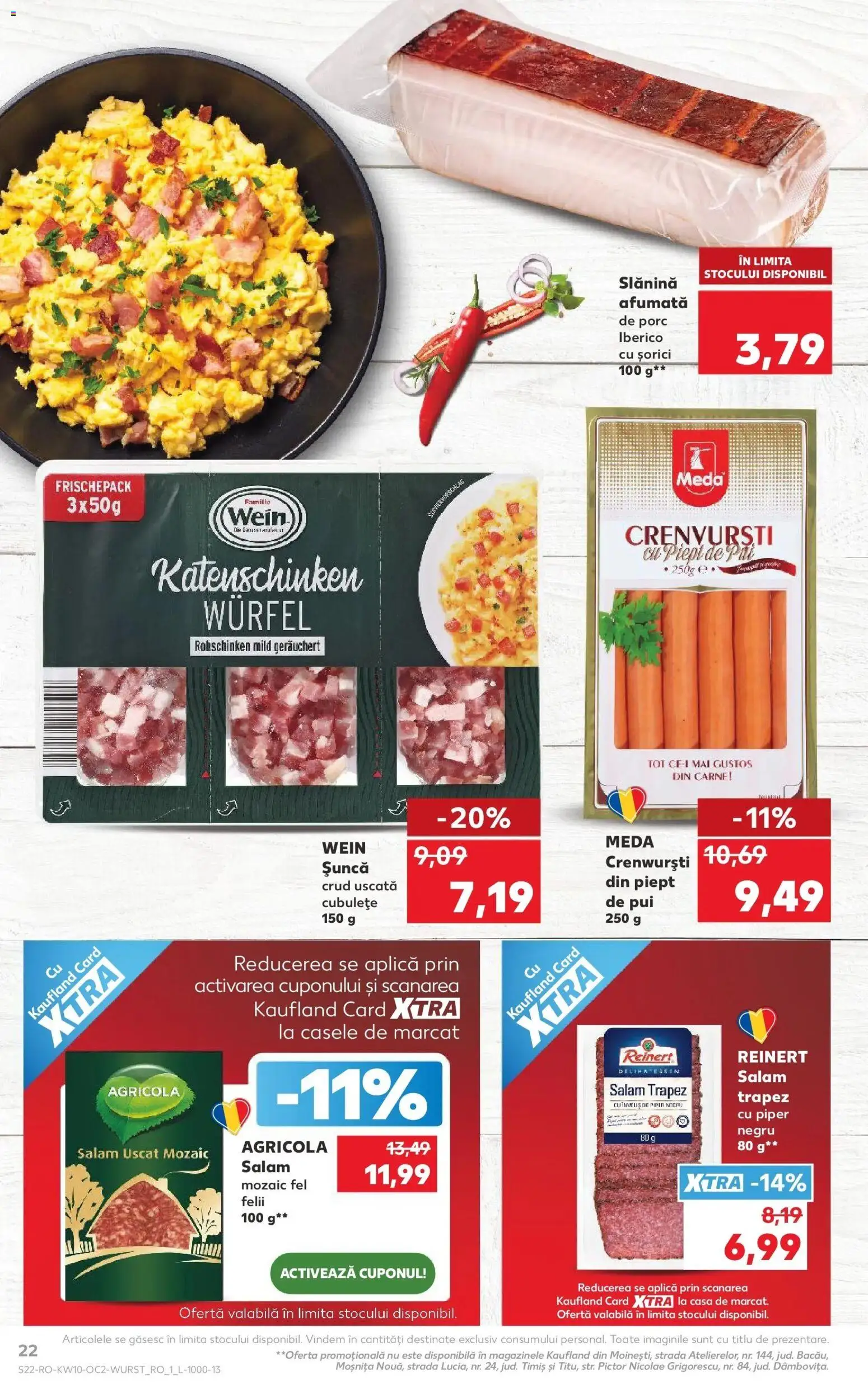 Noul catalog Kaufland – valabil de la 04.03.2026 | Pagină: 22 | Produse: Crenvurști, Bacon, Salam, Piper