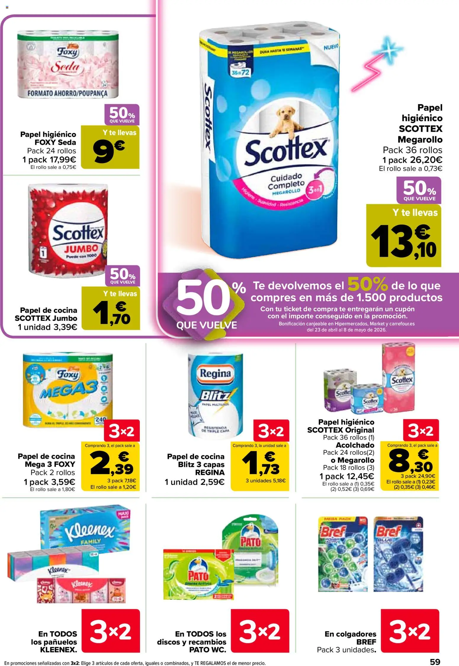 Carrefour folleto │ válido desde el 07.04.2026 | Página: 63 | Productos: Papel higienico, Pasta, Té, Cocina