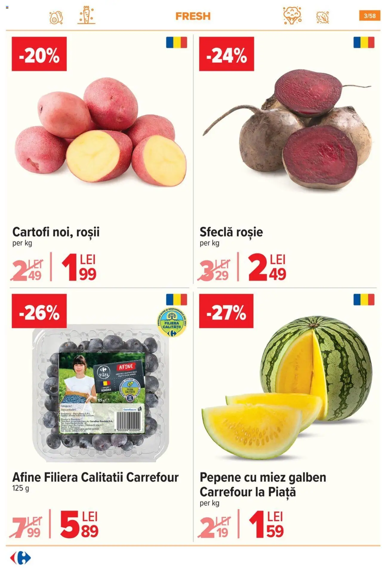 Catalog Carrefour – valabil de la 06.08.2025 | Pagină: 4 | Produse: Afine, Roșii, Cartofi, Sfeclă