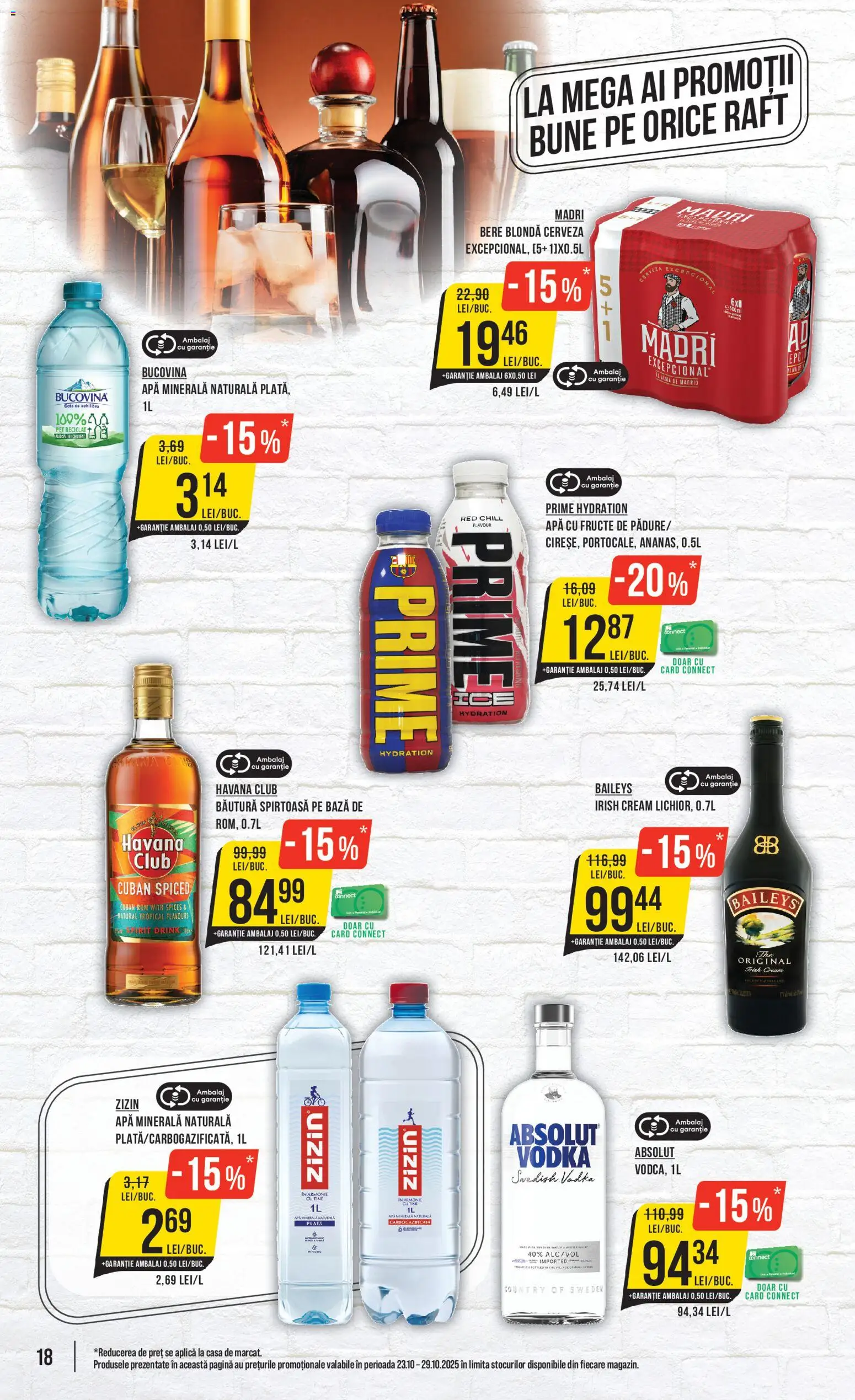 Noul catalog Mega Image – valabil de la 23.10.2025 | Pagină: 18 | Produse: Raft, Bere, Vodka, Fructe