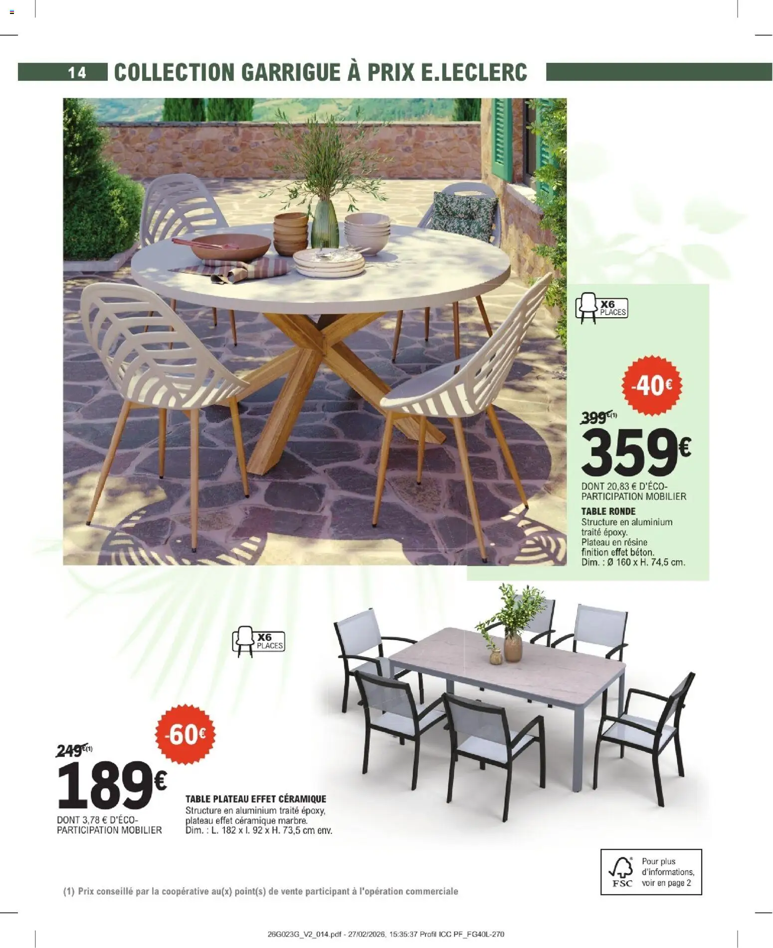 {H1} | Page: 14 | Produits: Plateau, Table