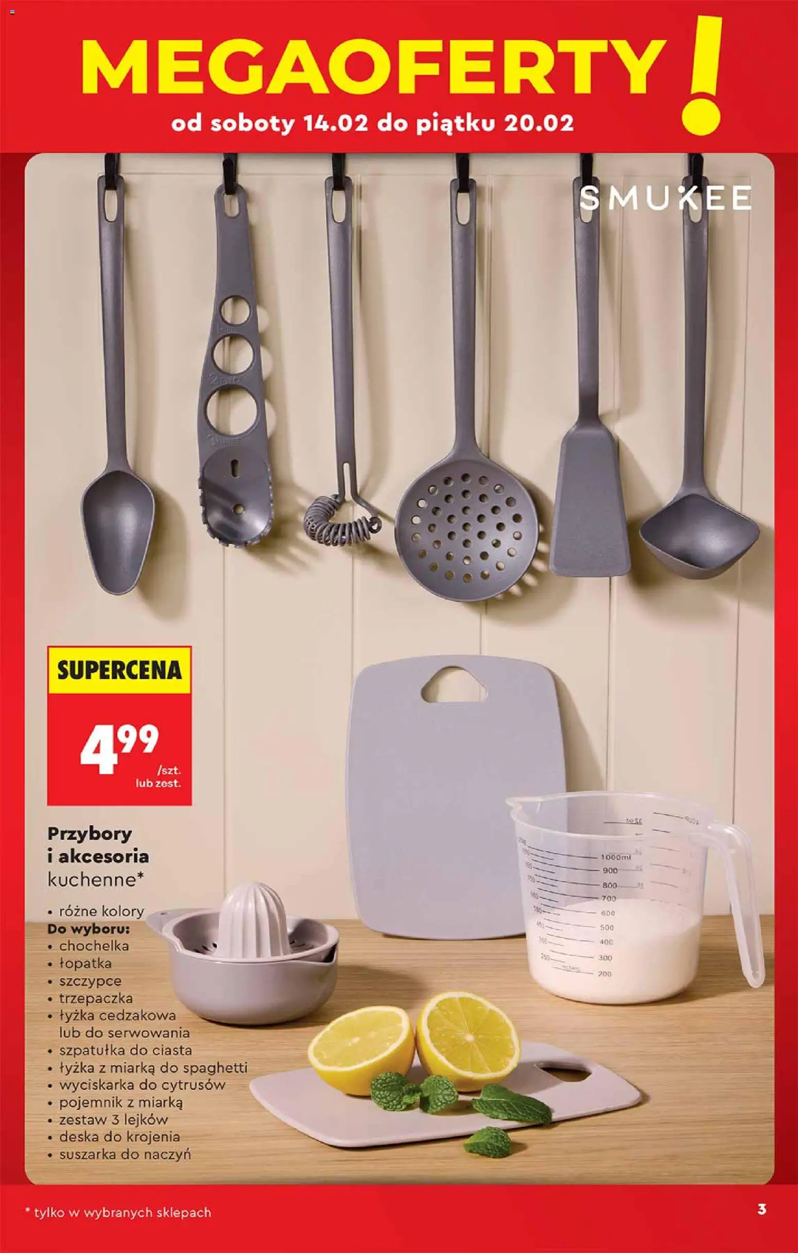 Biedronka gazetka - Hity i inspiracje od 14.02.2026 | Strona: 3 | Produkty: Suszarka, Trzepaczka, Wyciskarka, Deska do krojenia