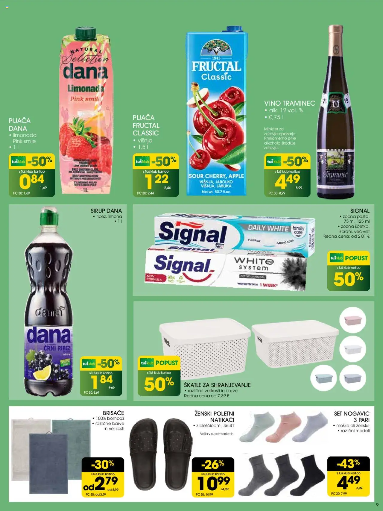Tuš katalog │ velja od 30.07.2025 | Stran: 9 | Izdelki: Sirup, Škatle, Natikaci, Limona