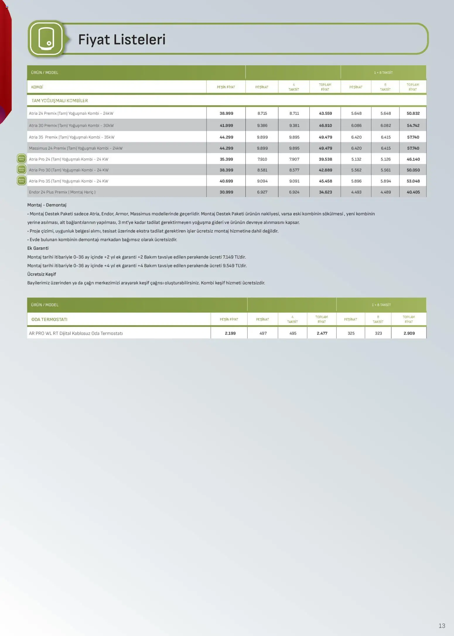 Arçelik İklimlendirme Kataloğu - 01.02.2026 tarihinden itibaren geçerlidir | Sayfa: 13 | Ürünler: Mont