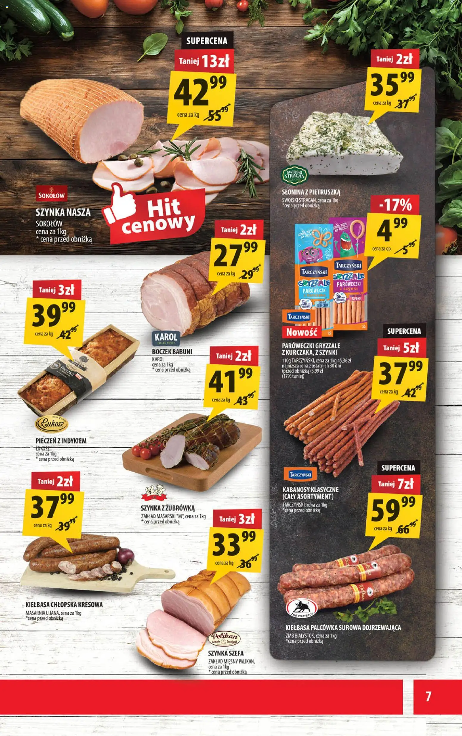 Arhelan gazetka od 24.04.2026 | Strona: 7 | Produkty: Kiełbasa, Słonina, Kabanosy, Żubrówka