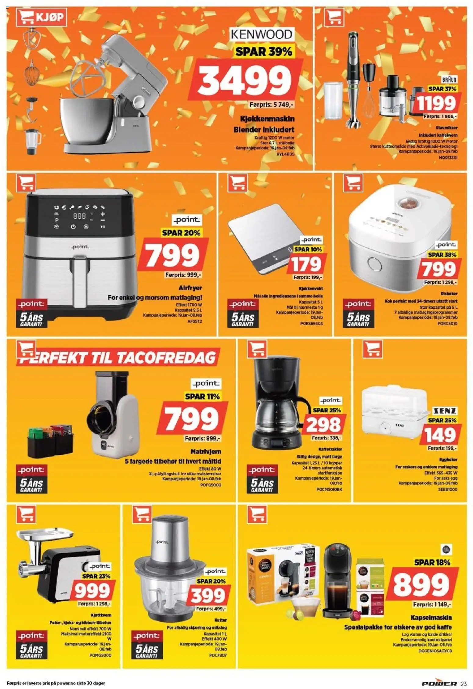 {H1} | Side: 23 | Produkter: Kjøttkvern, Eggkoker, Blender, Kjøkkenmaskin