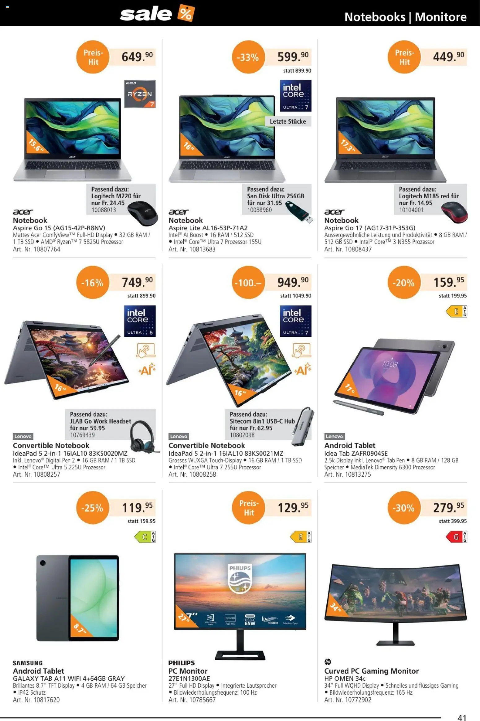 Fust Aktionen – gültig ab 25.12.2025 | Seite: 41 | Produkte: Monitor, Pc, Tablet, Samsung