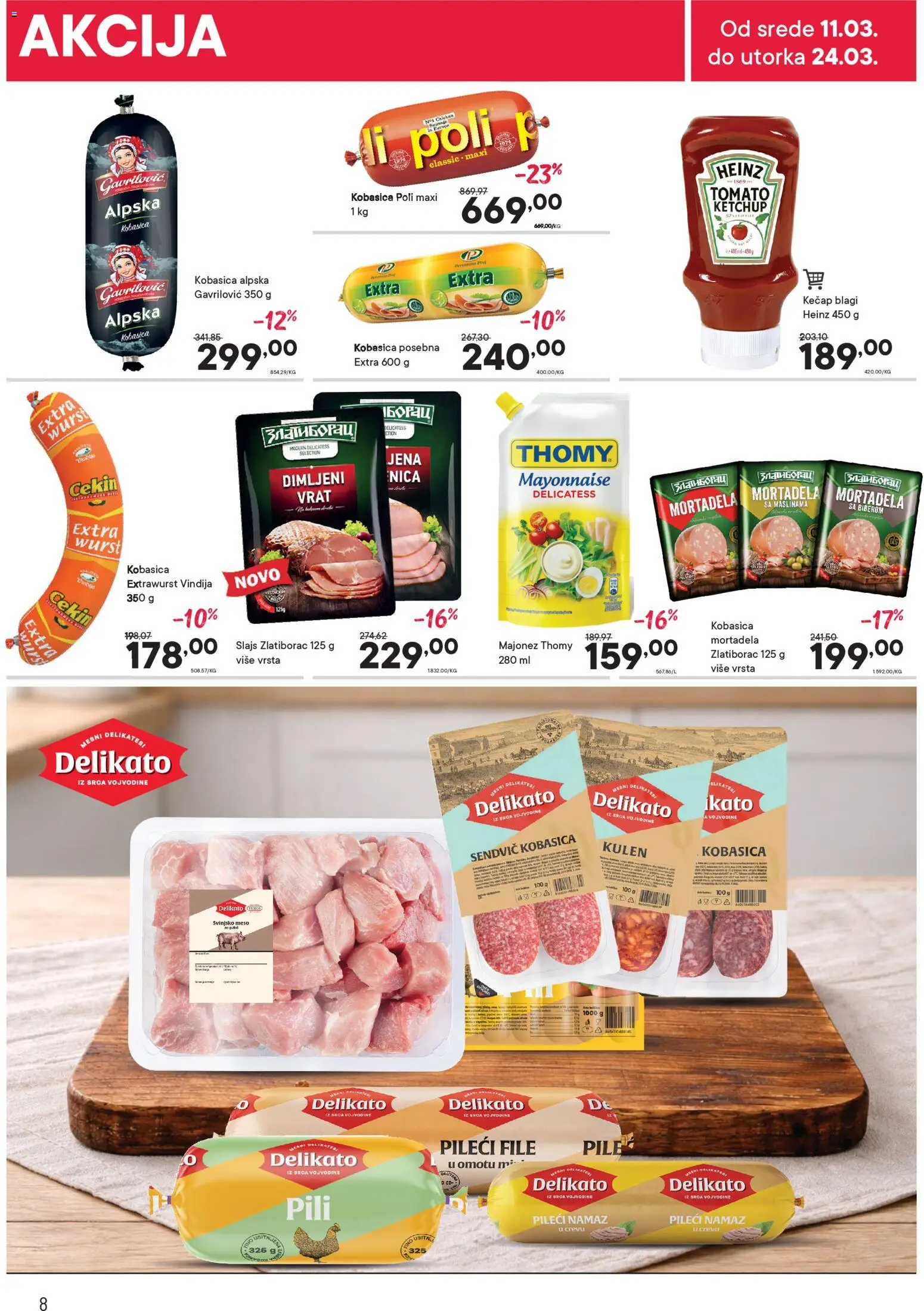 PerSu katalog - važi od 11.03.2026 | Strana: 8 | Proizvode: Majonez, Pileći file, Svinjsko meso, Pile