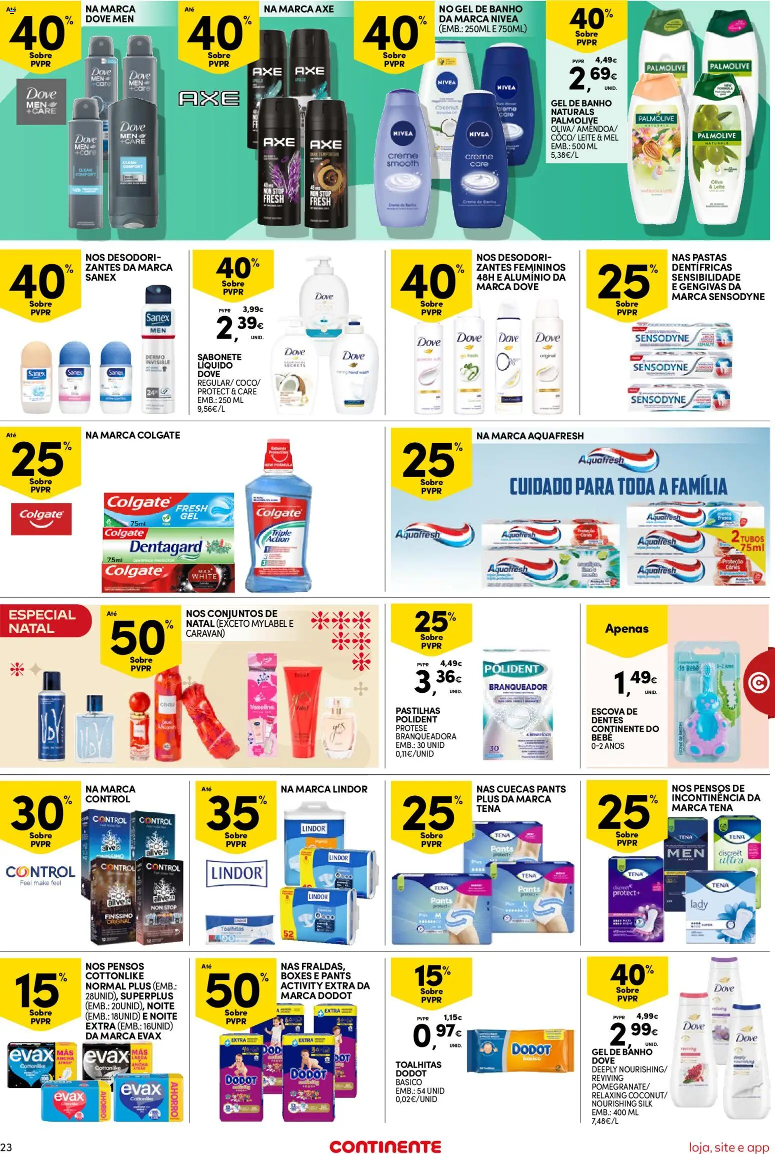 Continente Semanal Continente Bom Dia │ válido de 04.11.2025 | Página: 23 | Produtos: Sabonete, Leite, Mel, Cuecas